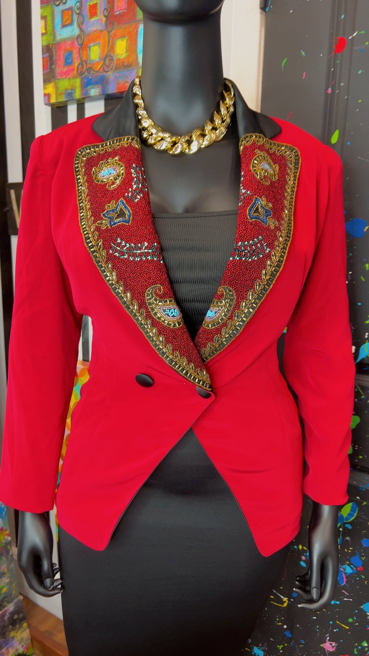 Vintage Fabrice Silhouette Sequin Blazer (12)