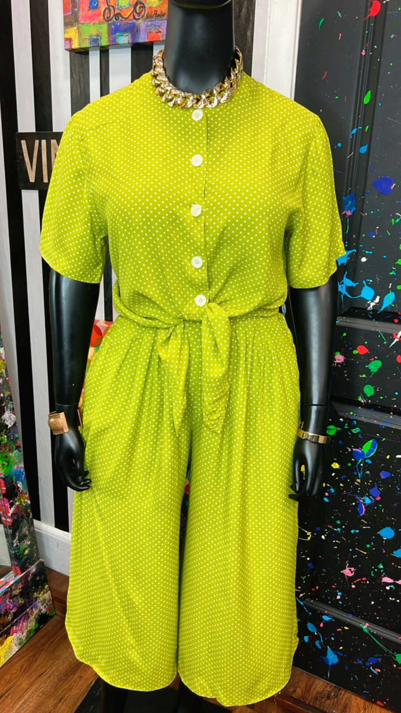 Vintage Green & White Polka Gaulcho Set (14)