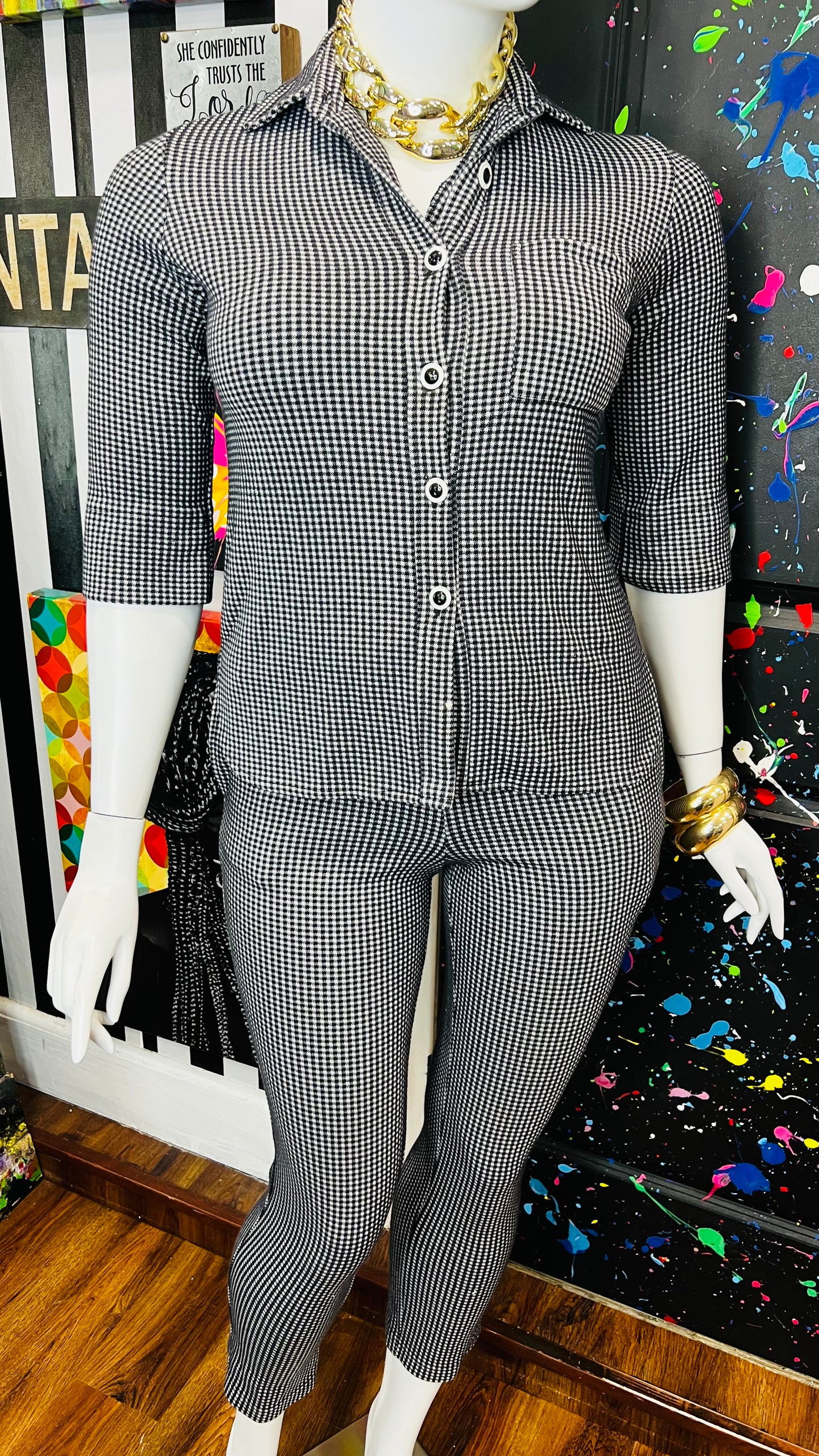 Vintage Black & White Houndstooth Set (12)