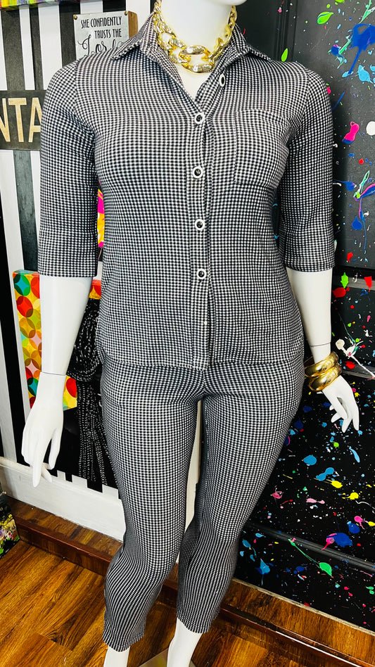 Vintage Black & White Houndstooth Set (12)