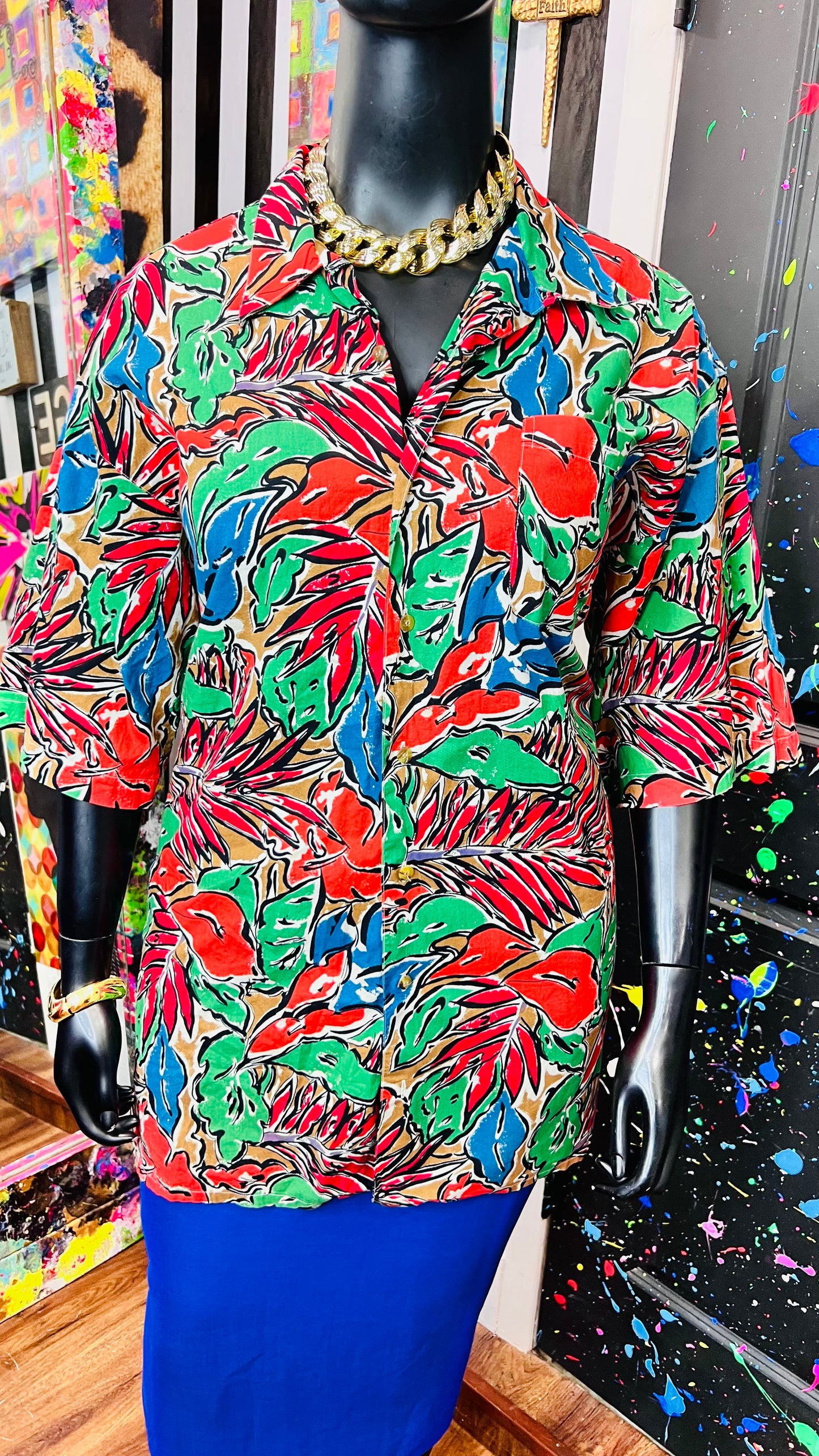 Vintage 80’s Bold Floral Blouse (22)