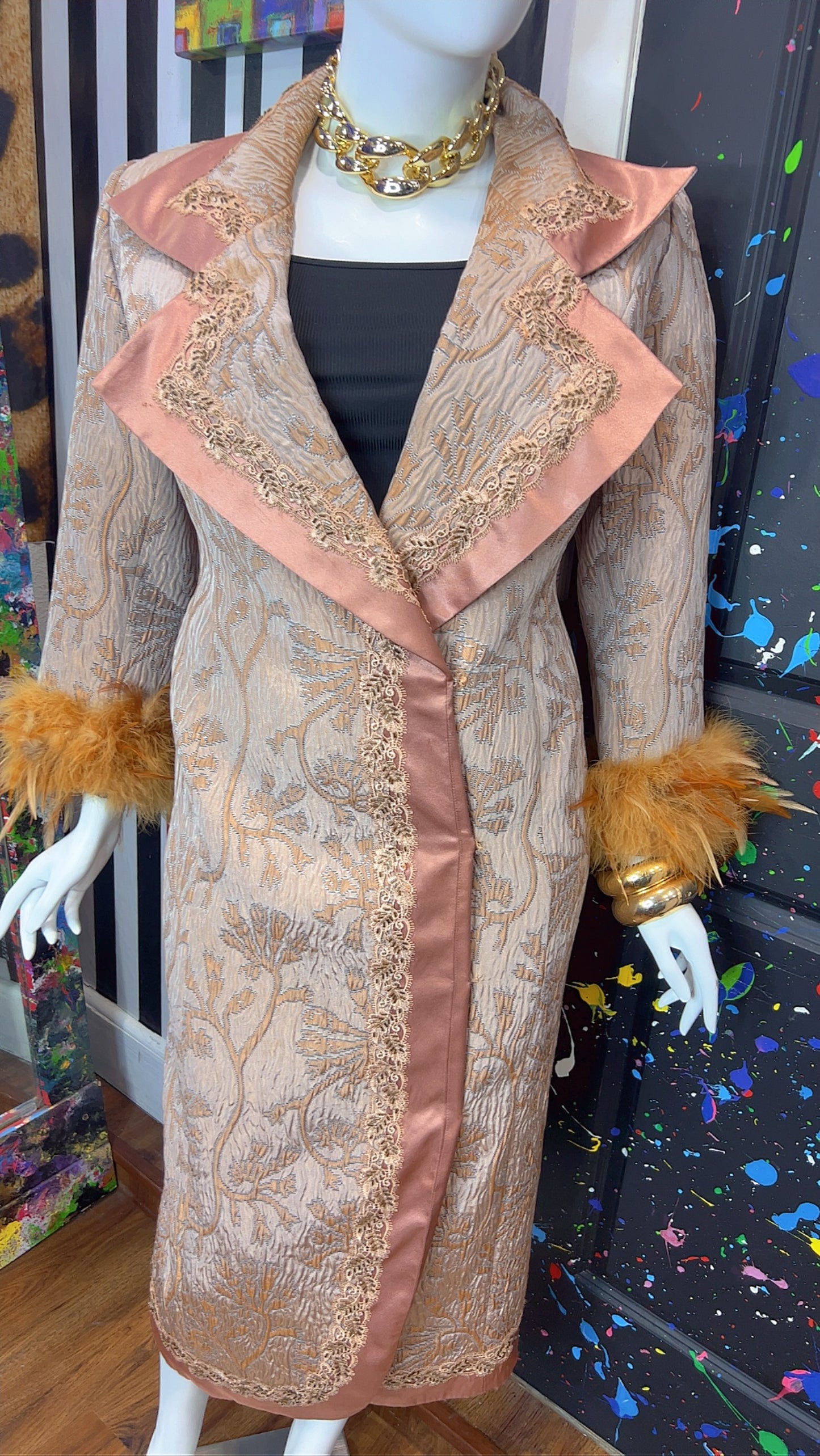 Vintage Long Statement Couture Blazer w/ Faux Fur (16)