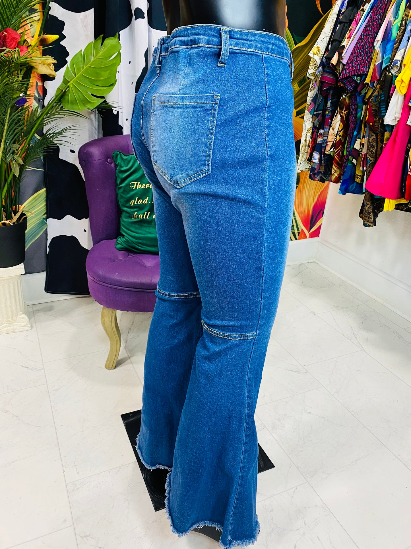 Distressed Bell Leg Jeans