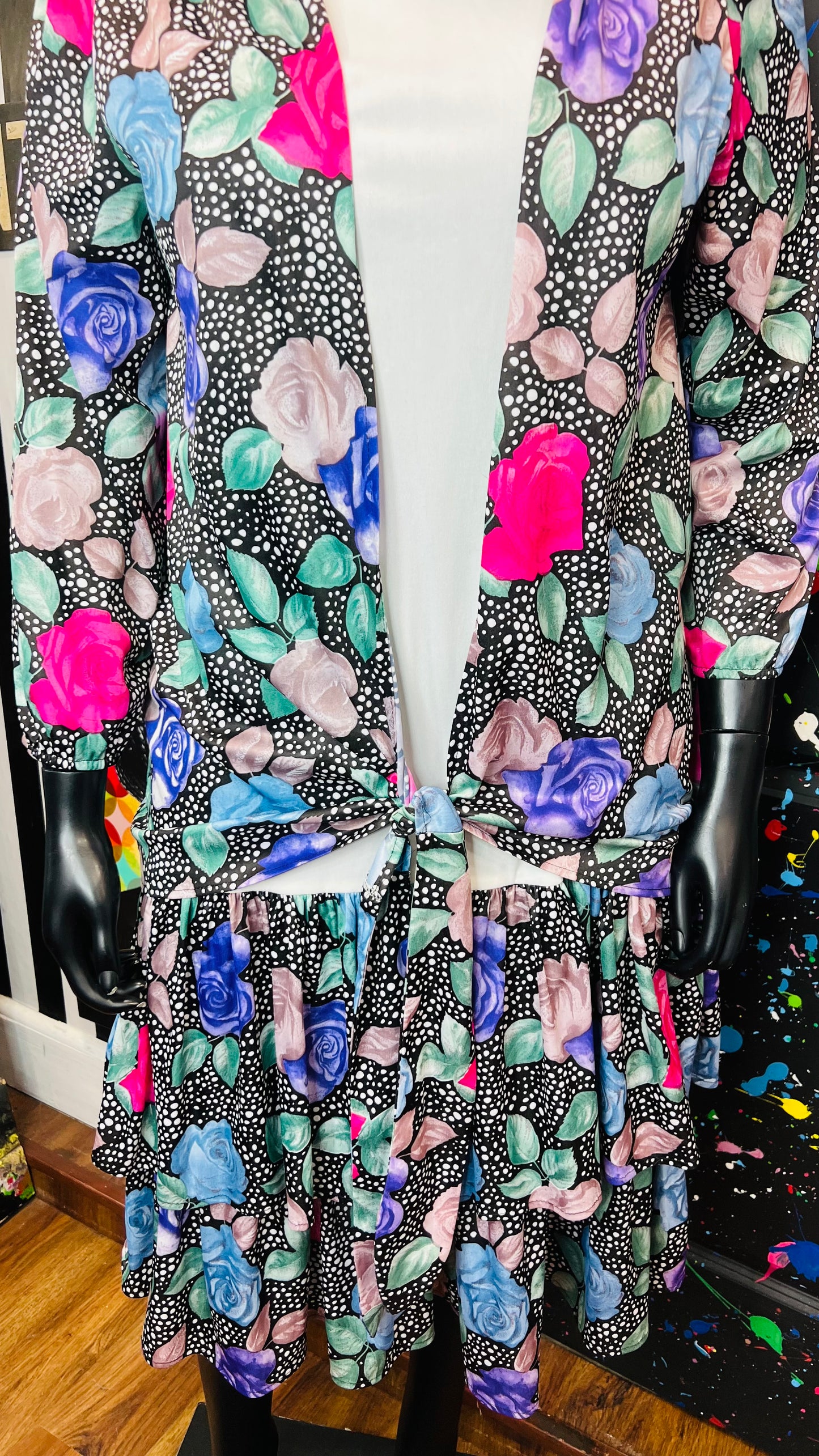 Vintage Polka Dot & Floral Dress (20)