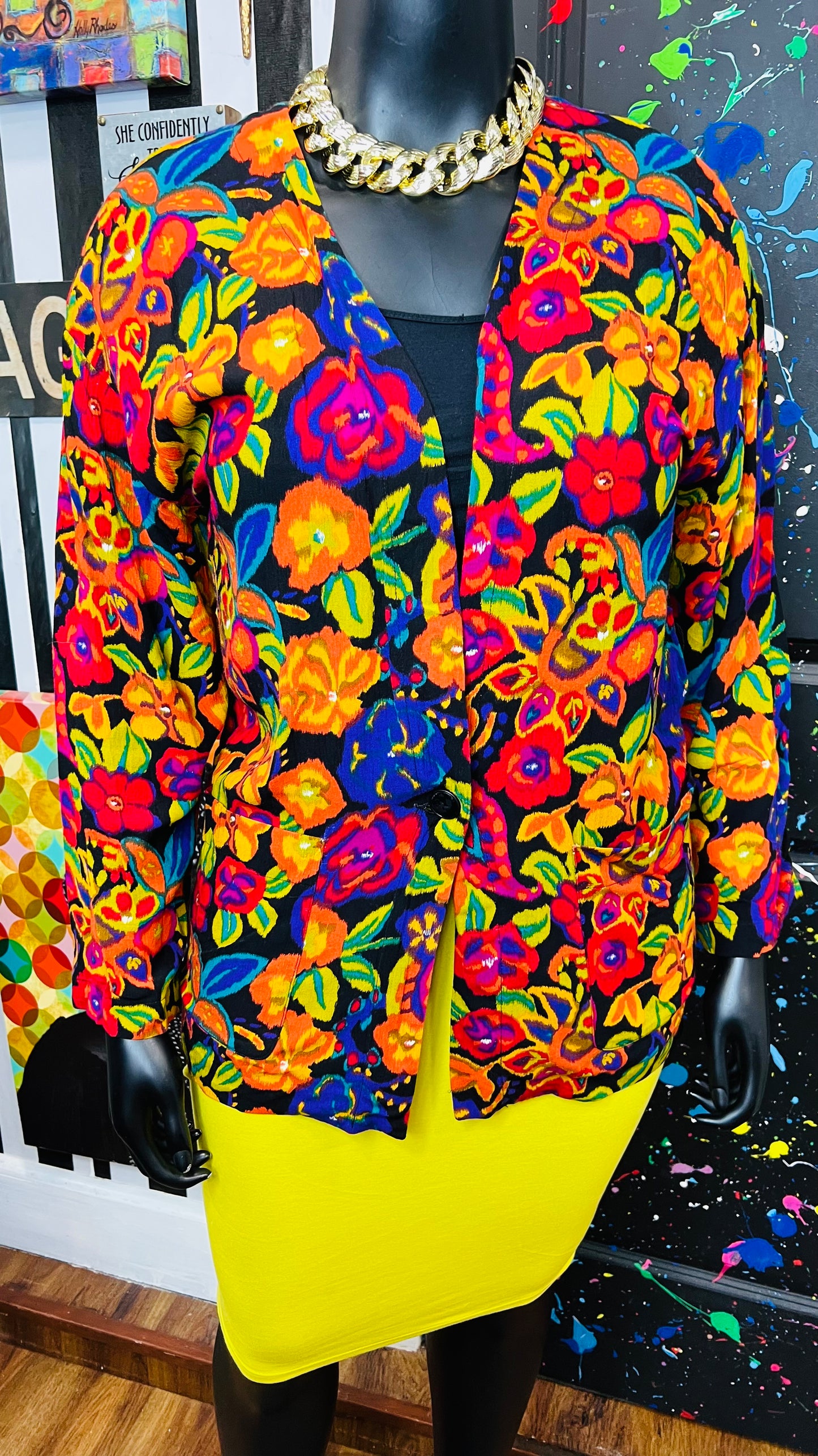 Vintage Rayon Floral Blazer (14)
