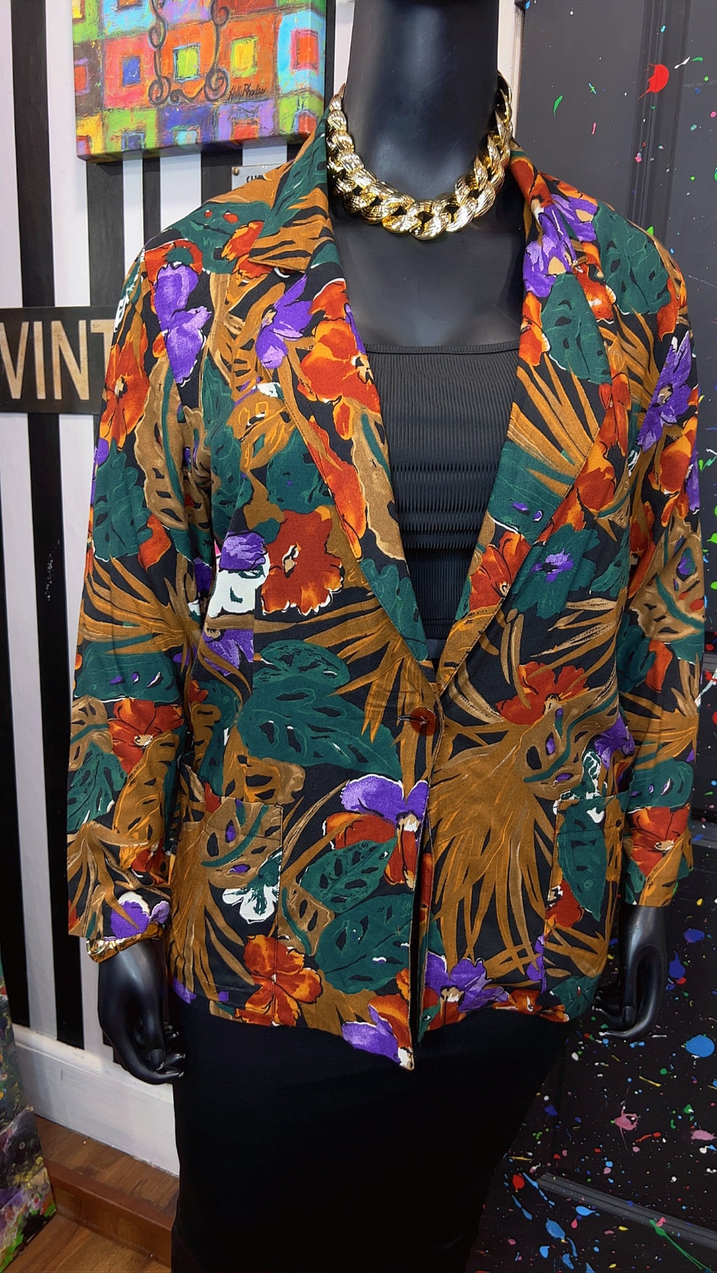Vintage Rayon Floral Blazer (12)