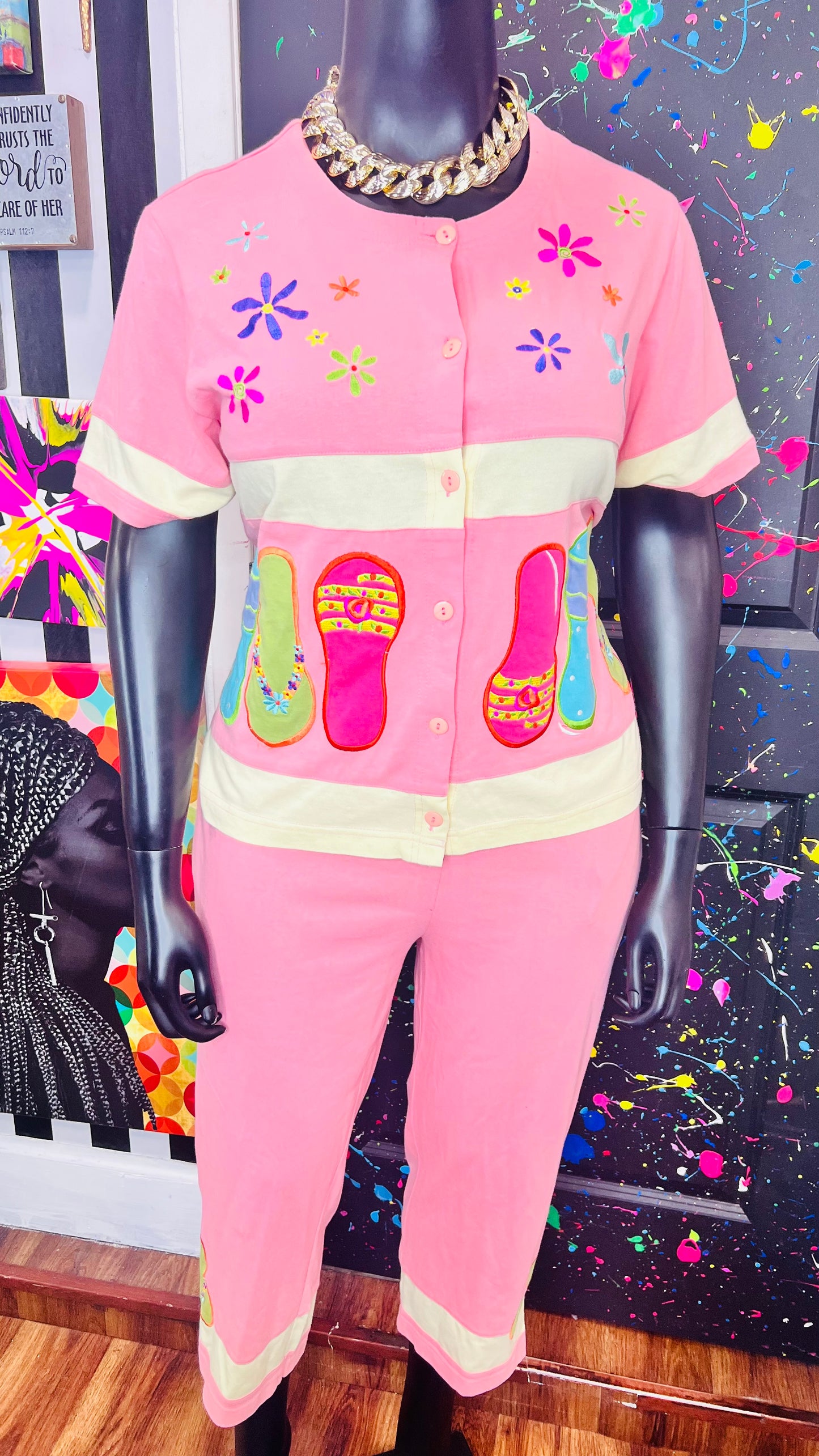 Vintage Cotton Capri Flip Flop Set (16/18)