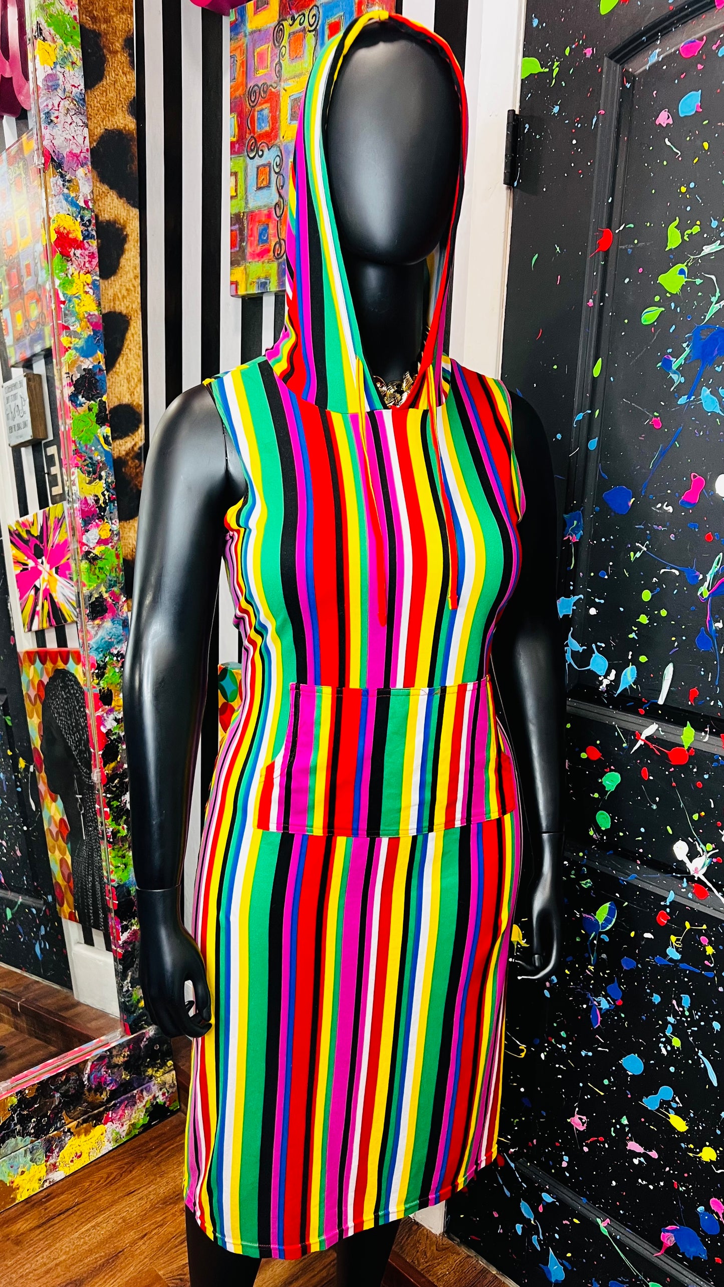 Striped Cotton Hooded Dress (16/18)