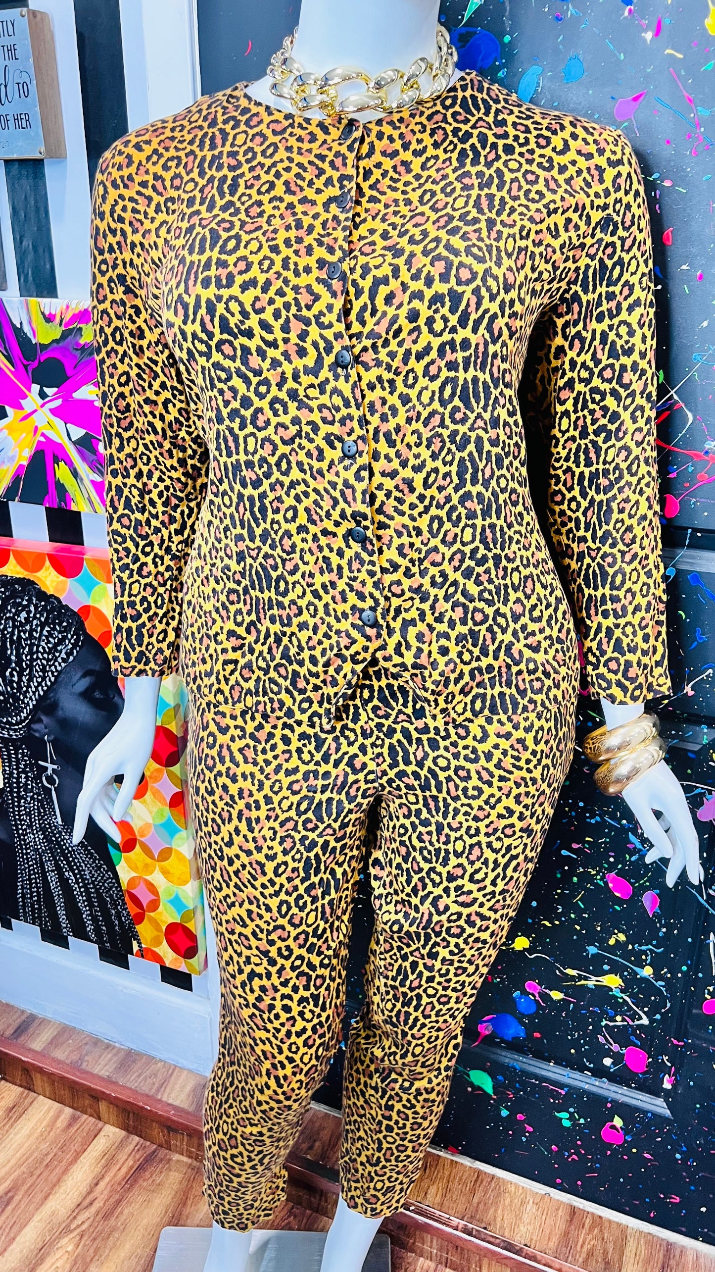Vintage Rayon Cheetah Pants Set (18)