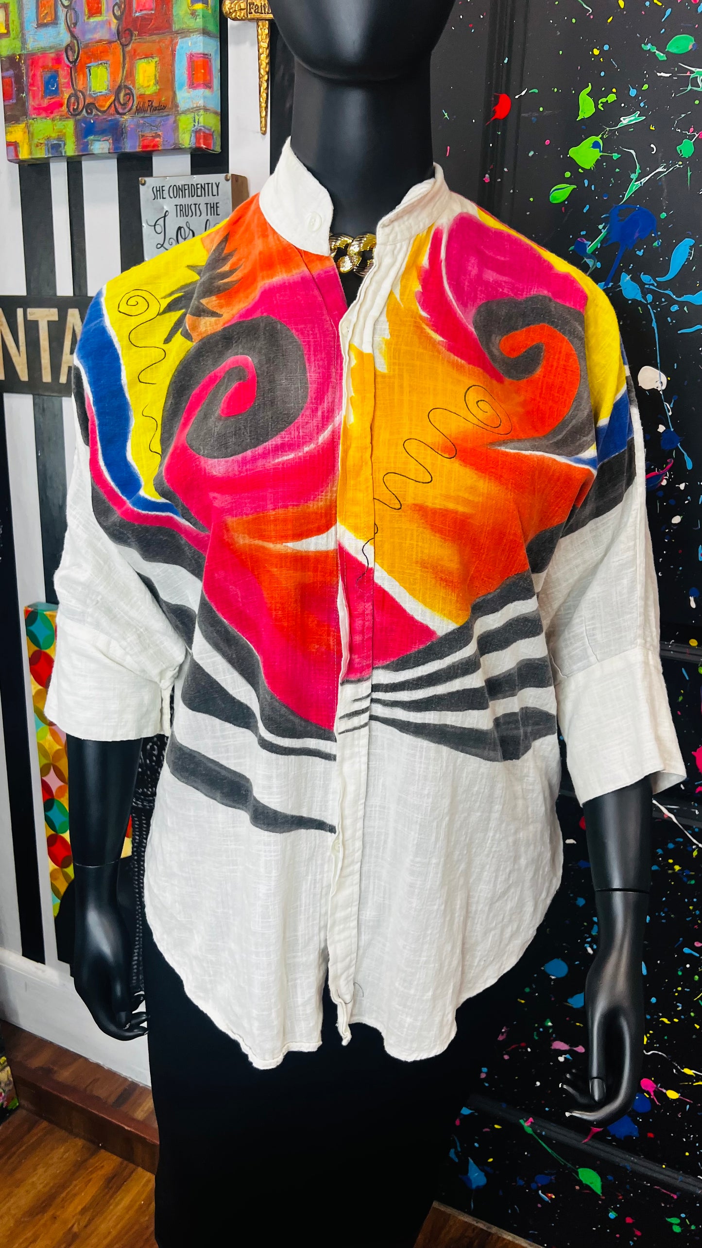 Abstract Print Linen Blouse (16)