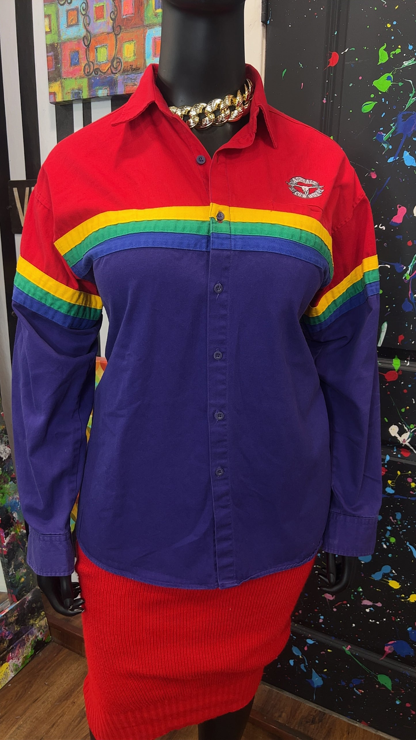 Vintage Rainbow Western Blouse (14)