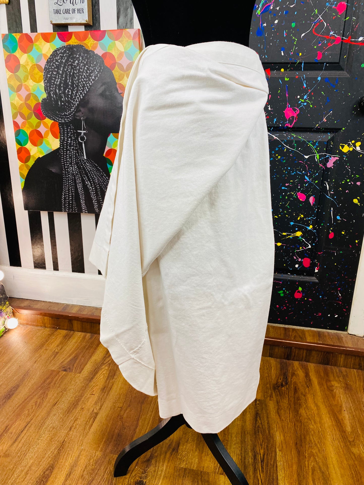 Vintage White Denim Rap Around Skirt