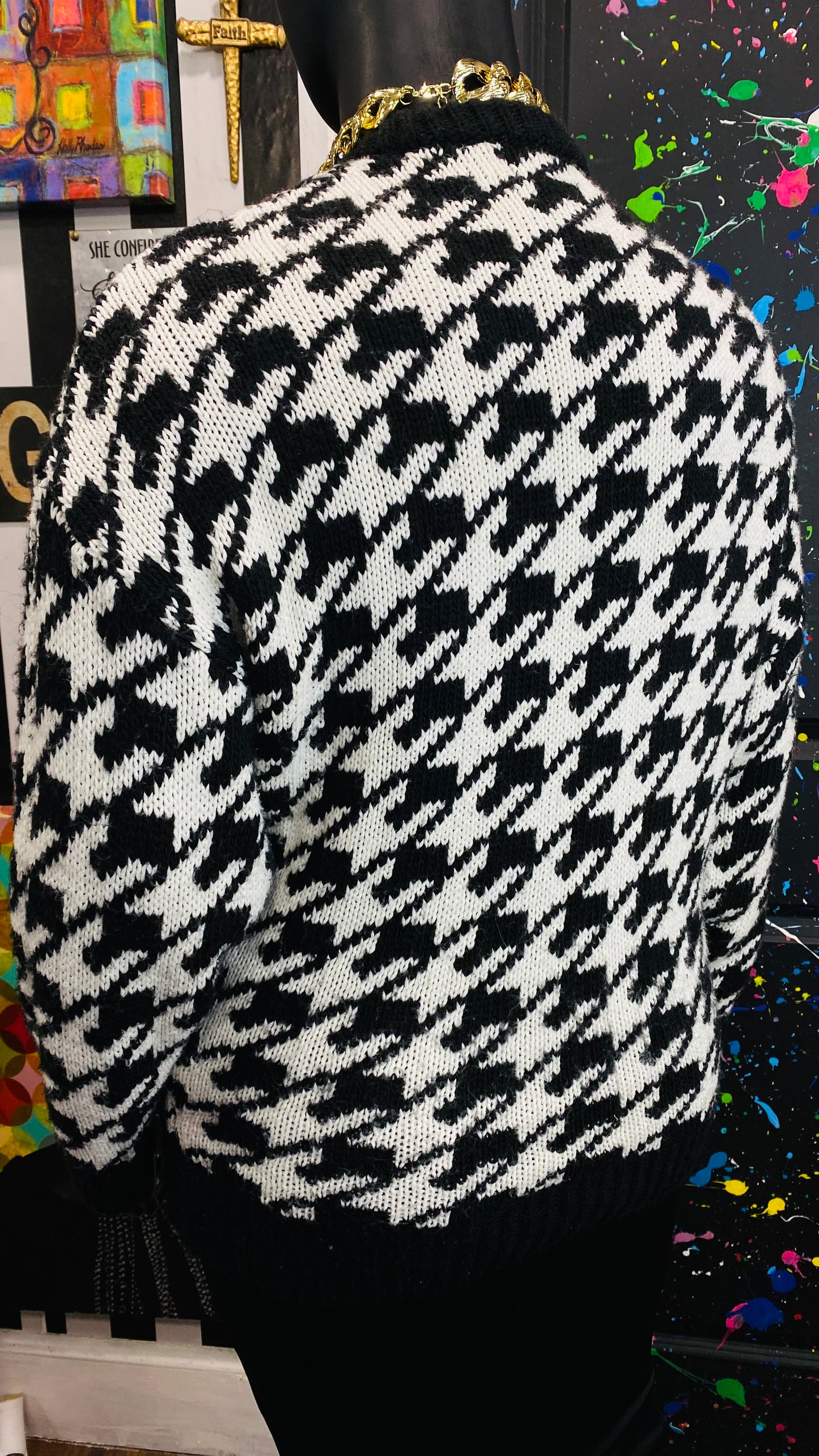 Zara Black & White Houndstooth Sweater (18/20)