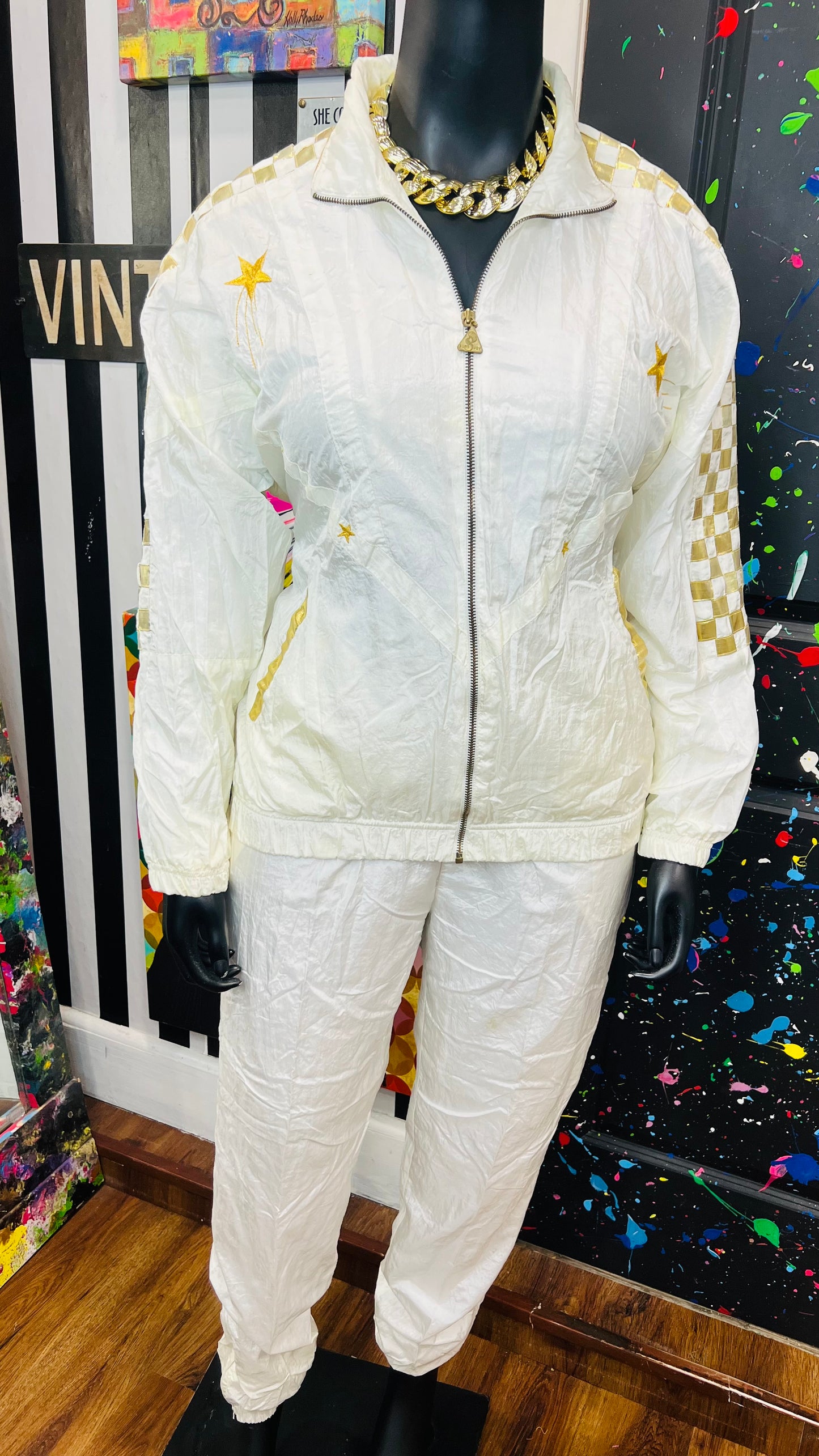 Vintage Windreaker Set - Cream w/Gold Stars (14)