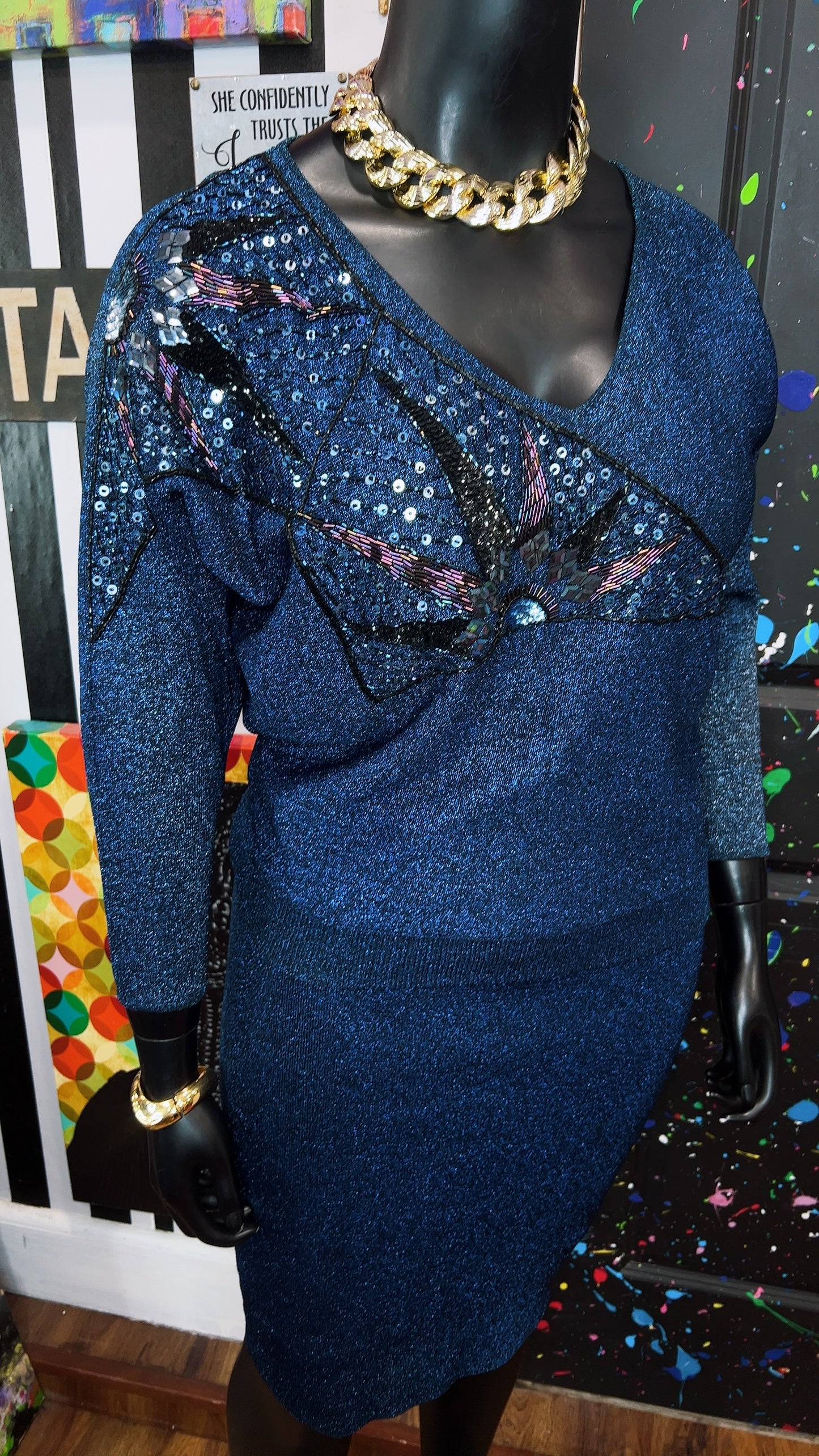 Vintage 80’s Electric Blue Skirt Set (14/16)