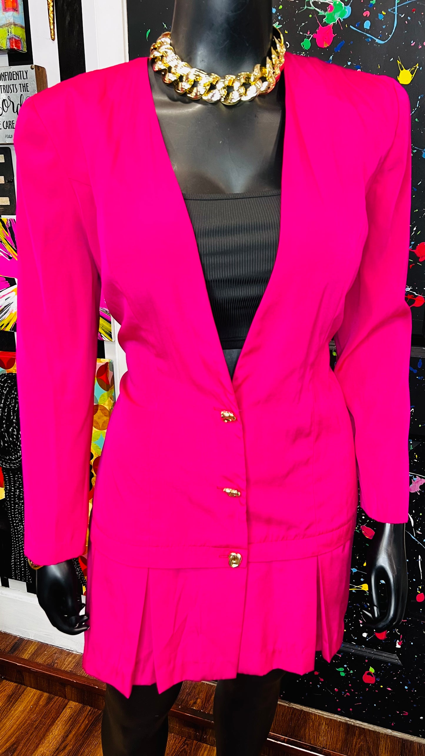 Vintage Pink Pleated Bottom Dress (15/16)