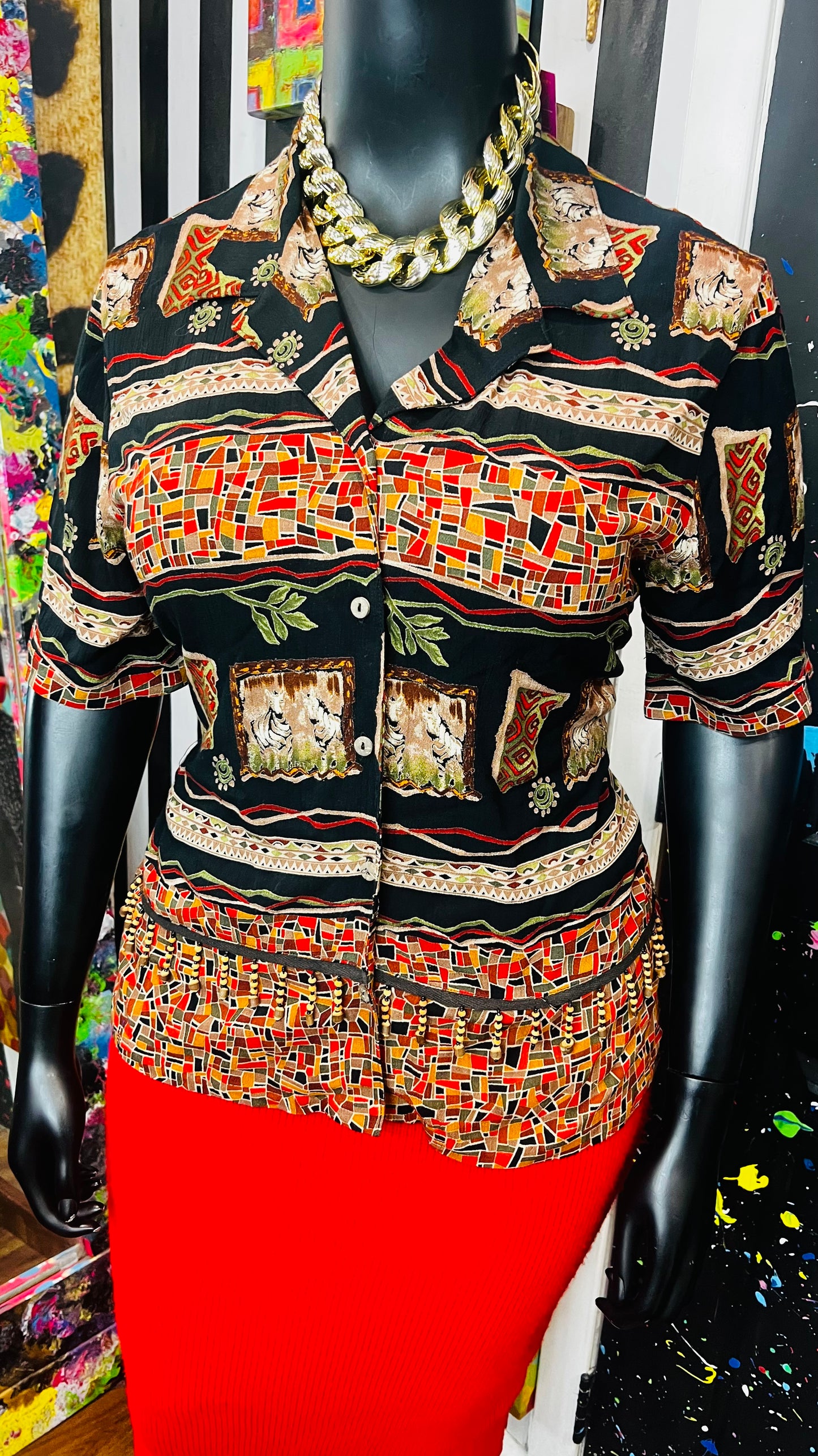 Vintage Safari Cropped Blouse (14)