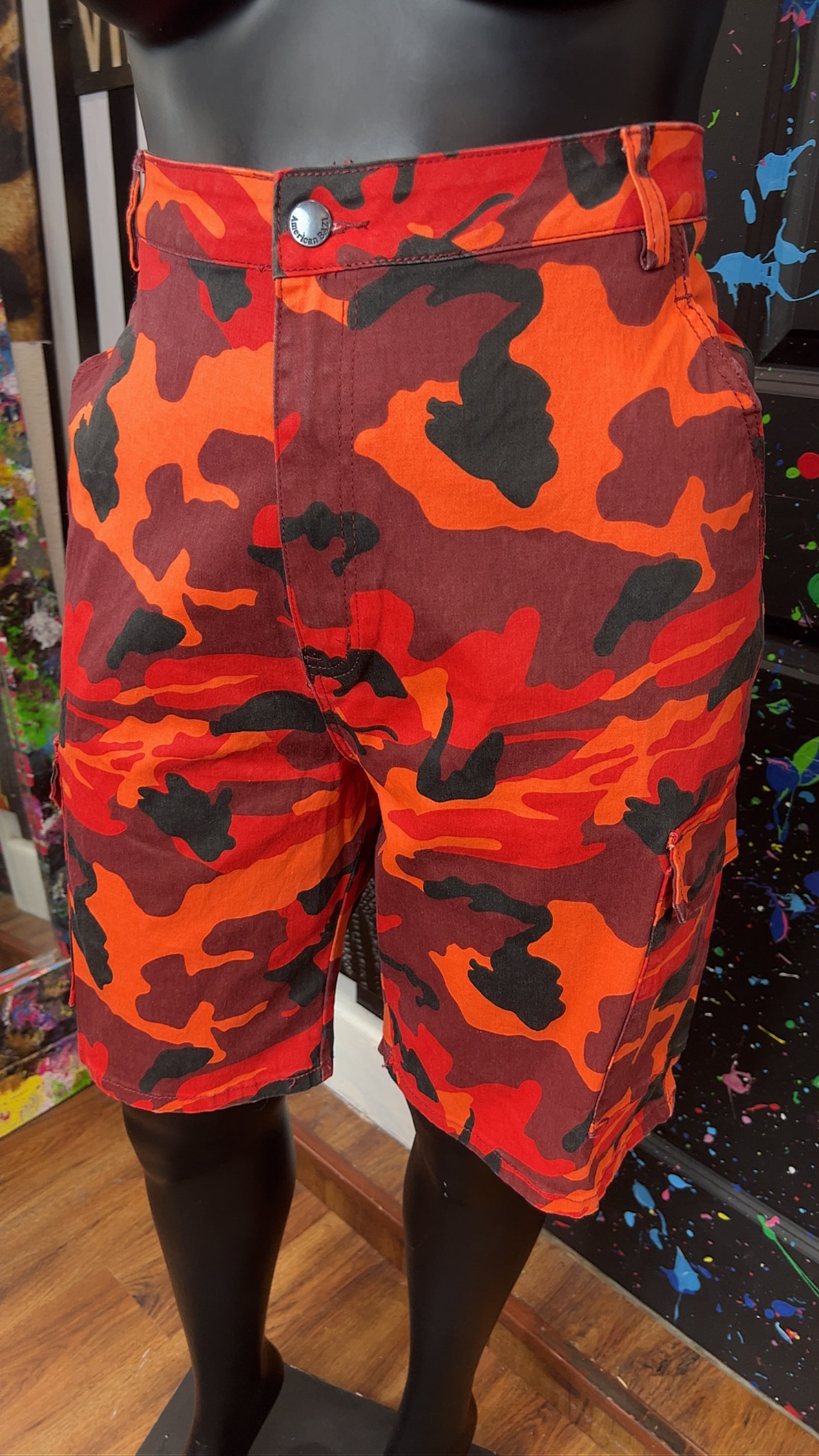 Orange & Red Camo Cargo Shorts - Has Stretch (18)
