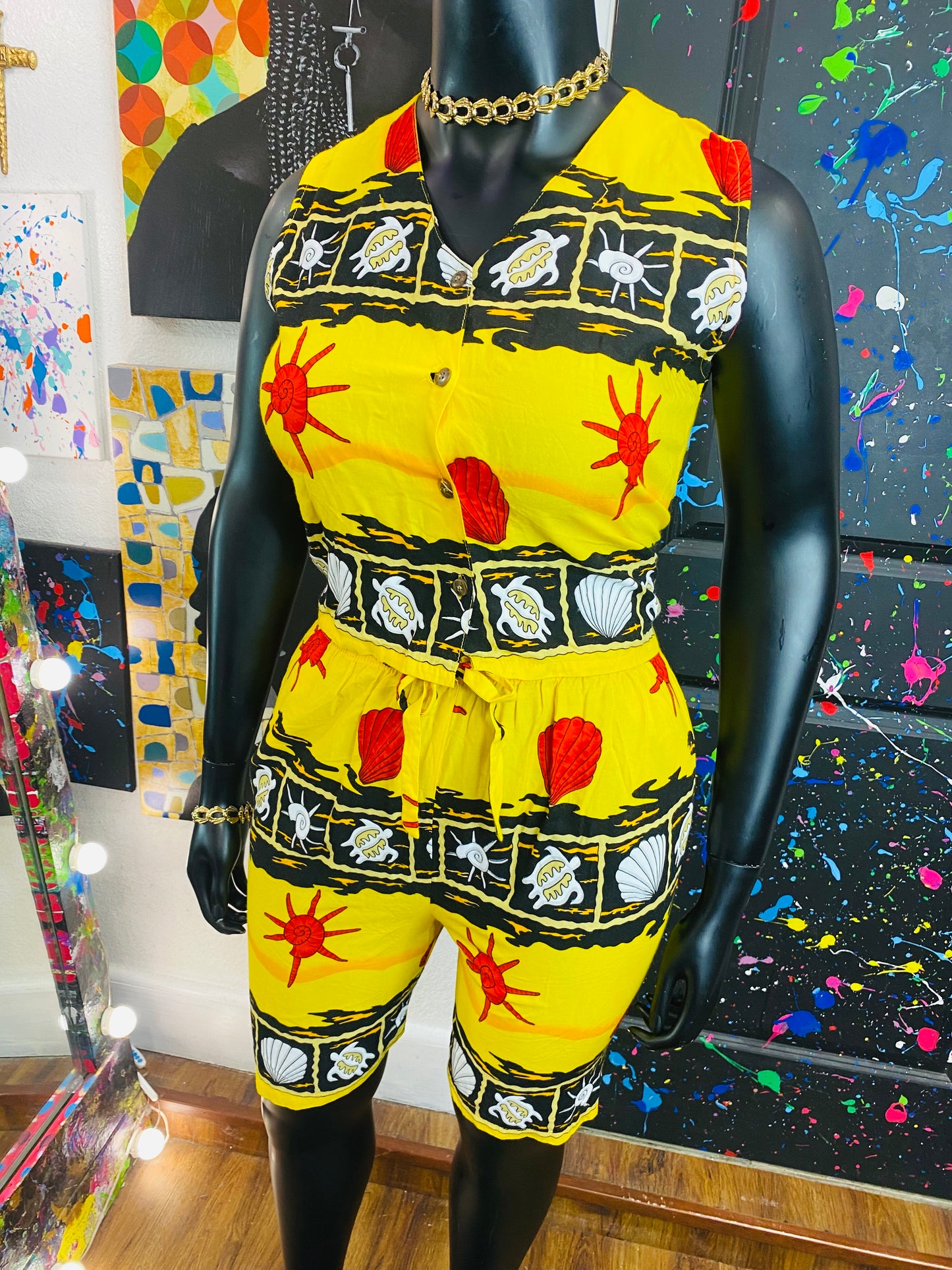 Vintage 2pc Caribbean Fun Shorts Set