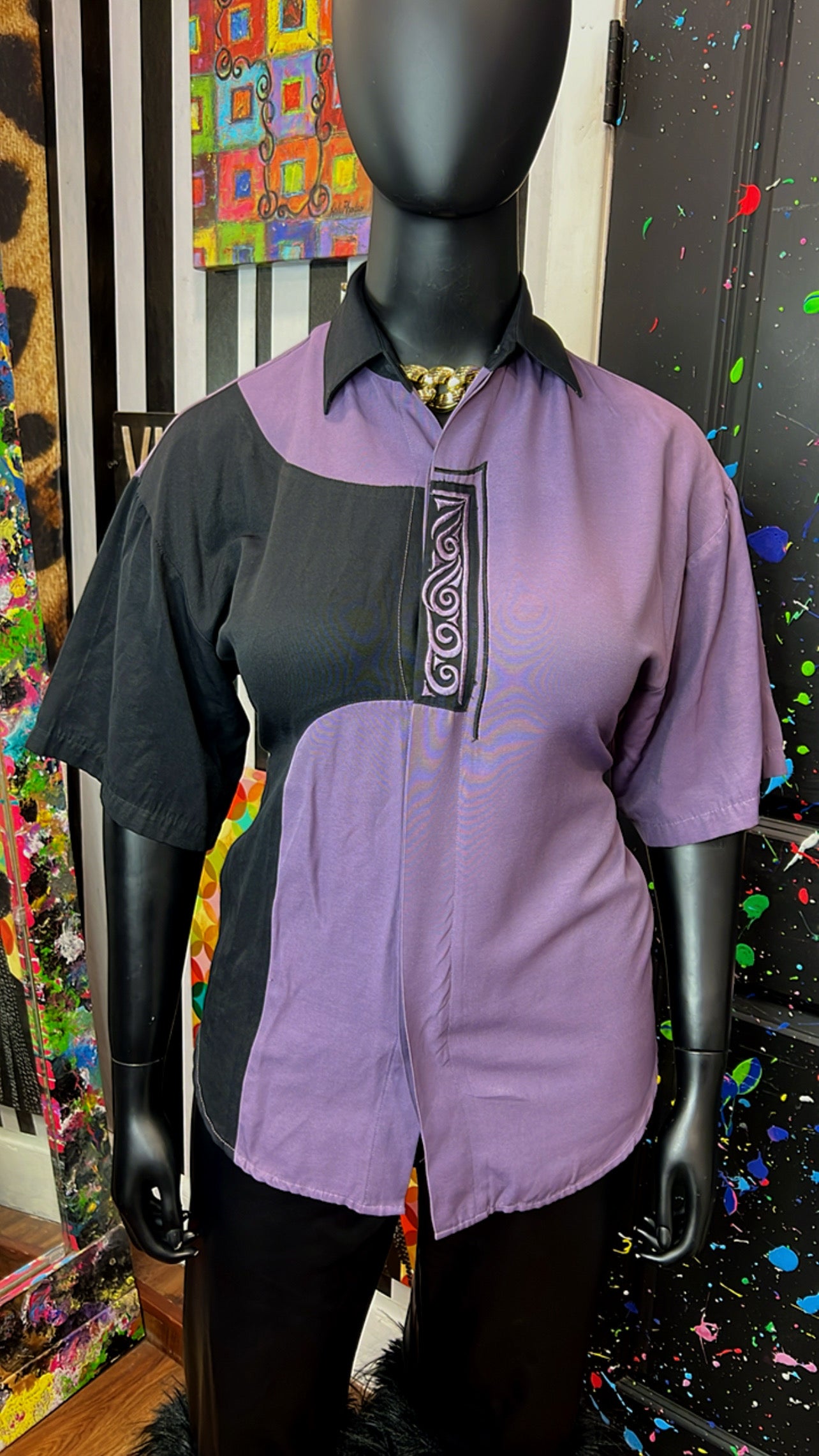 Vintage Purple & Black 90’s Blouse (14)