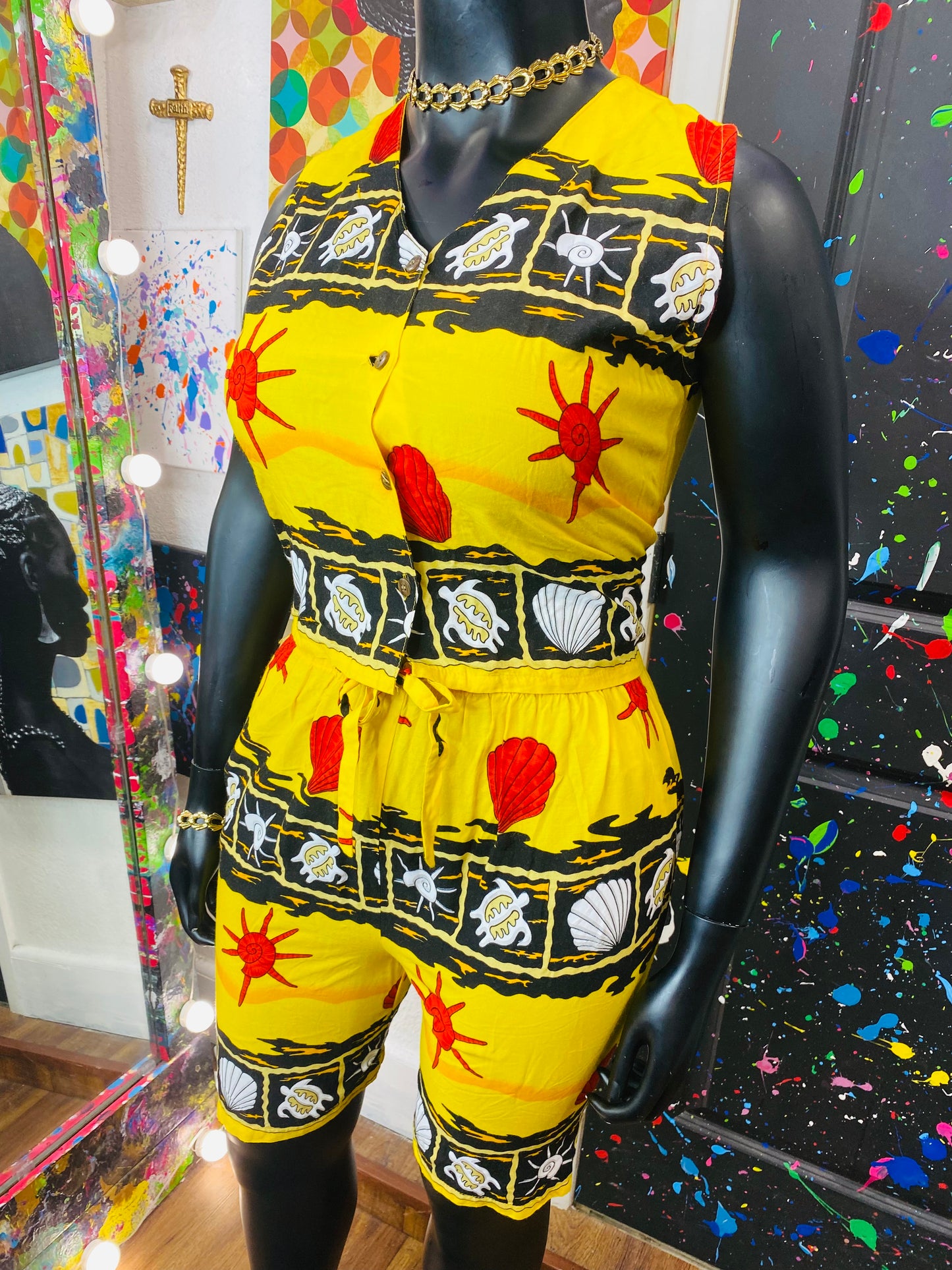 Vintage 2pc Caribbean Fun Shorts Set