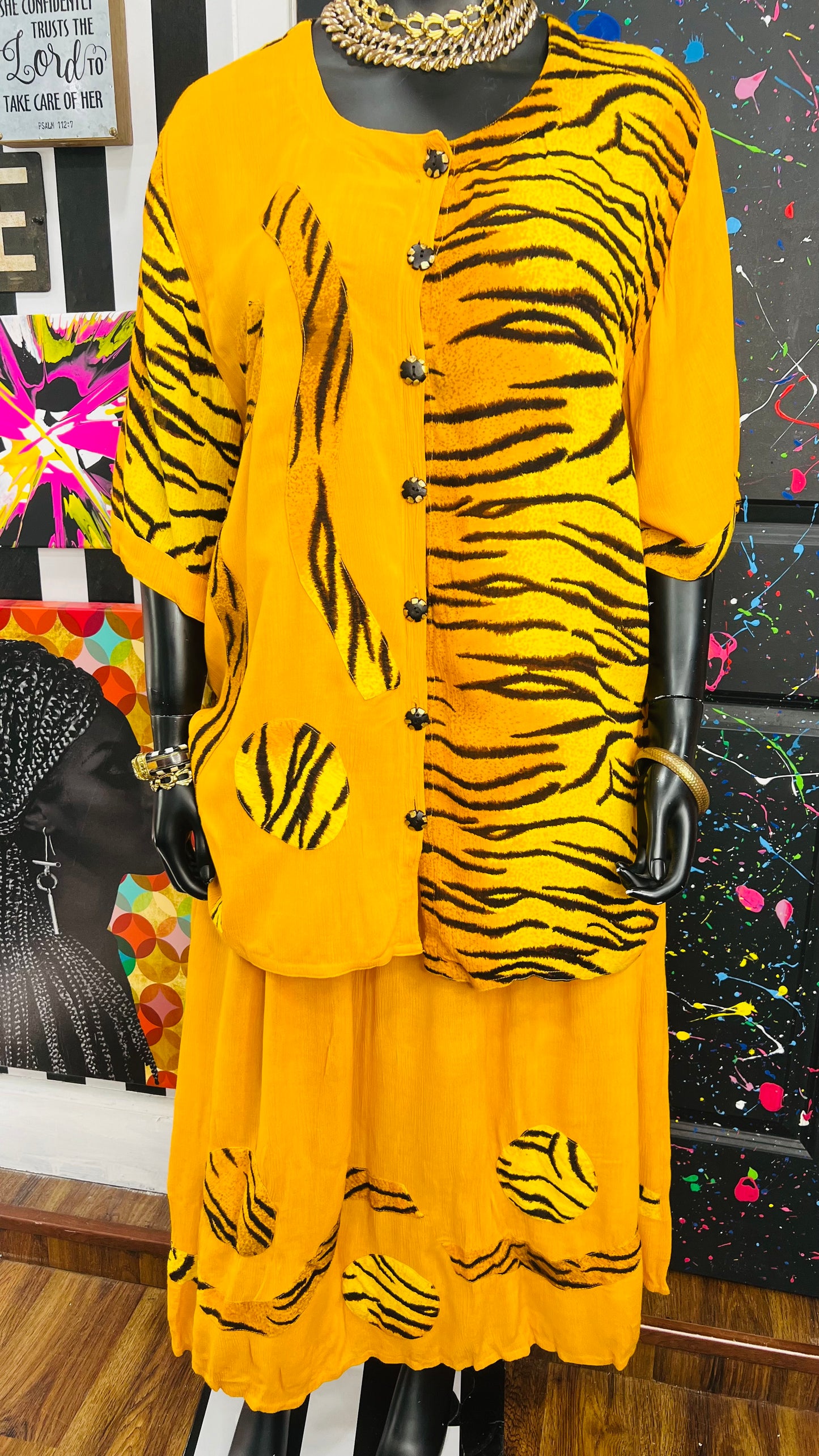 Vintage Animal Print Three Piece Rayon Set (OS)