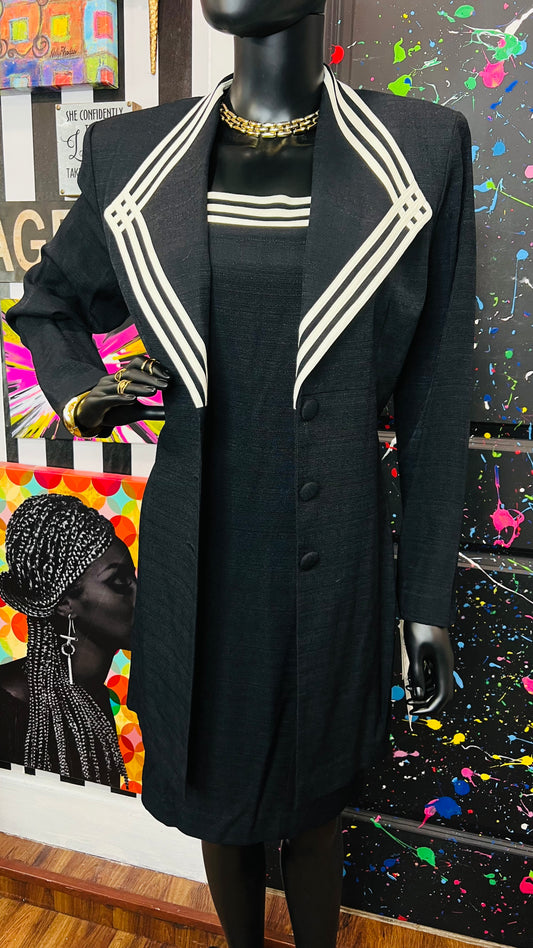 Vintage Black & White Dress & Blazer Set- DeadStock w/Tags (12)