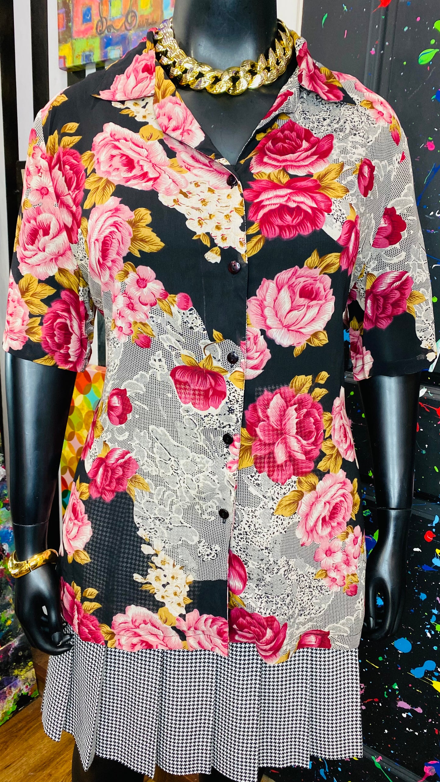 Vintage Sheer Mixprint Blouse (22)