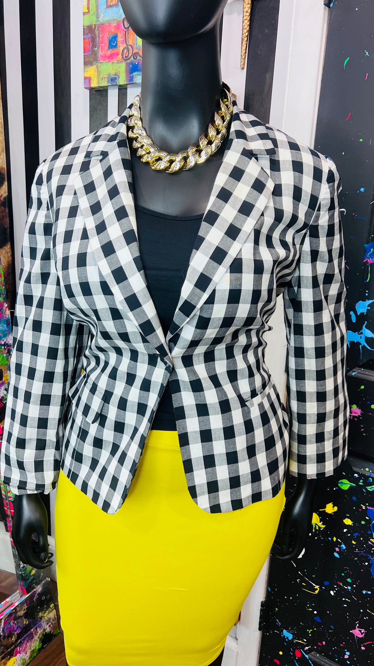 Vintage Checkered Black & White Blazer (18)