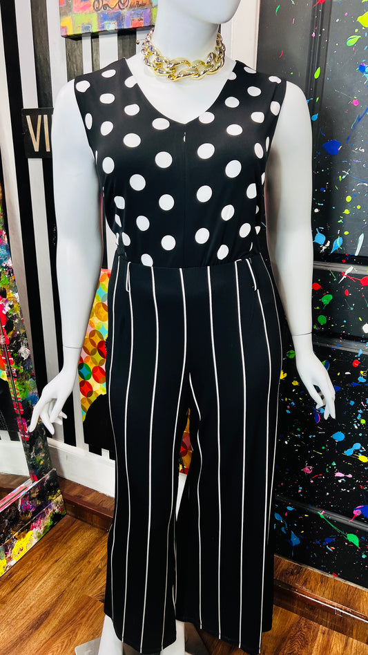 Vintage Inspired Black Striped Jumpsuit - New w/ Tags (22/24)