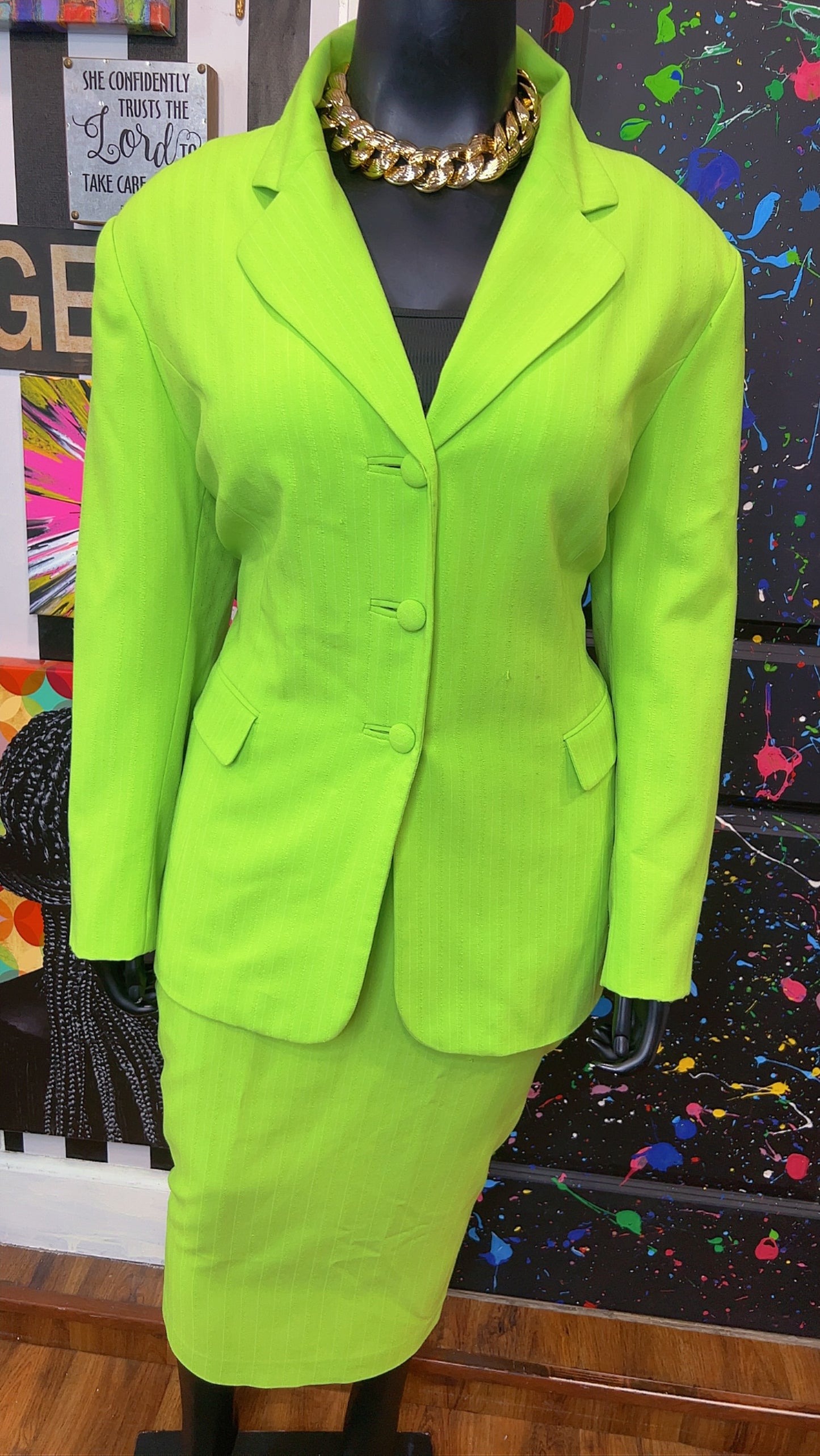 Vintage Green Skirt Suit (20)