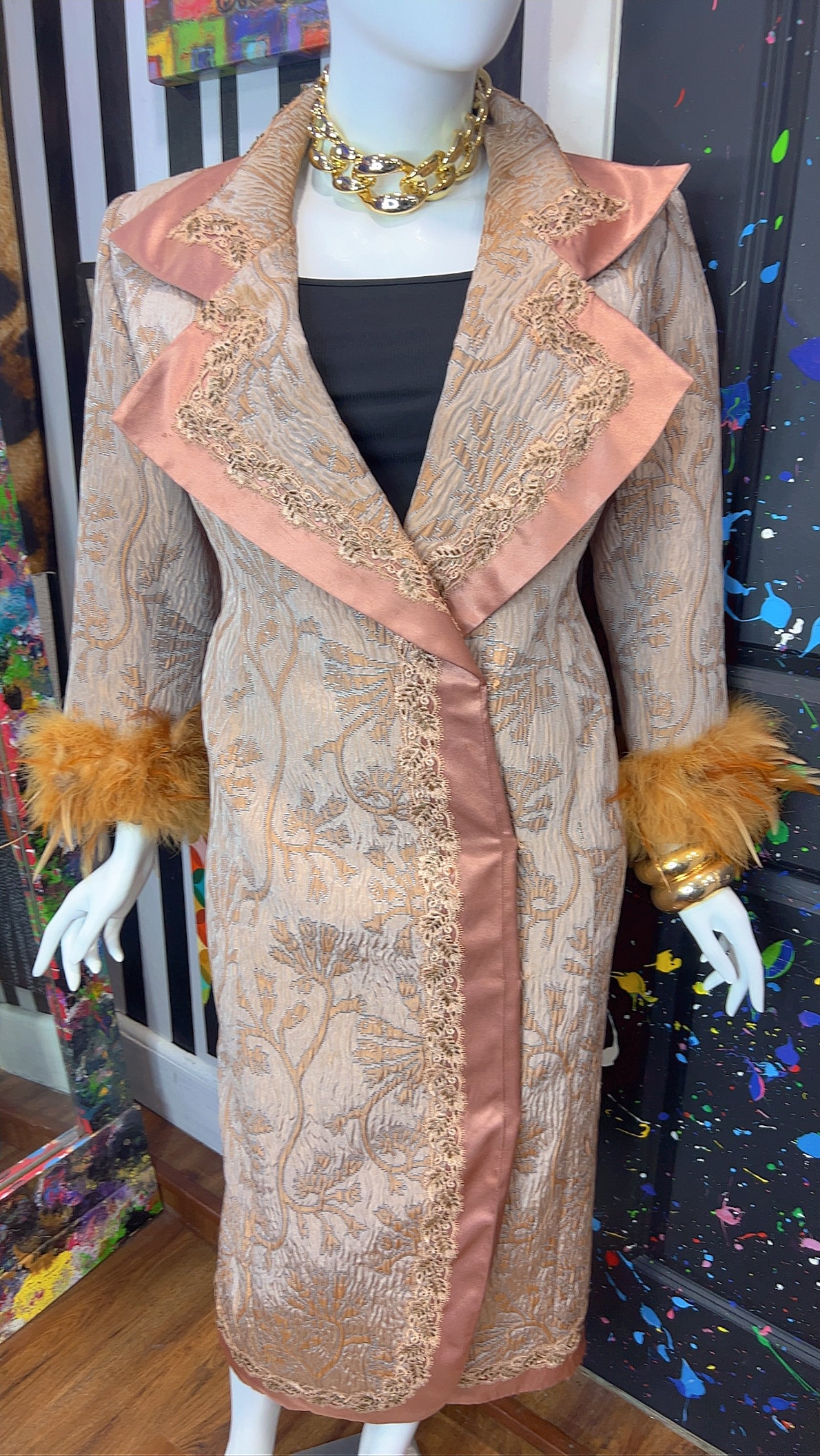 Vintage Long Statement Couture Blazer w/ Faux Fur (16)