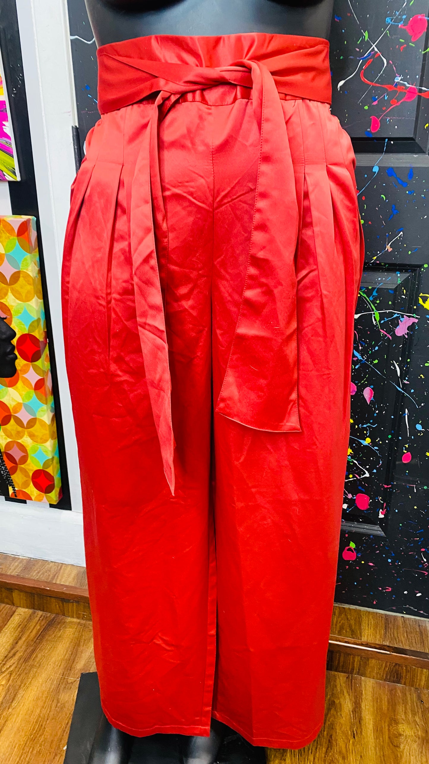 A.S Wide Leg Pleated Red Wine Pants (26)