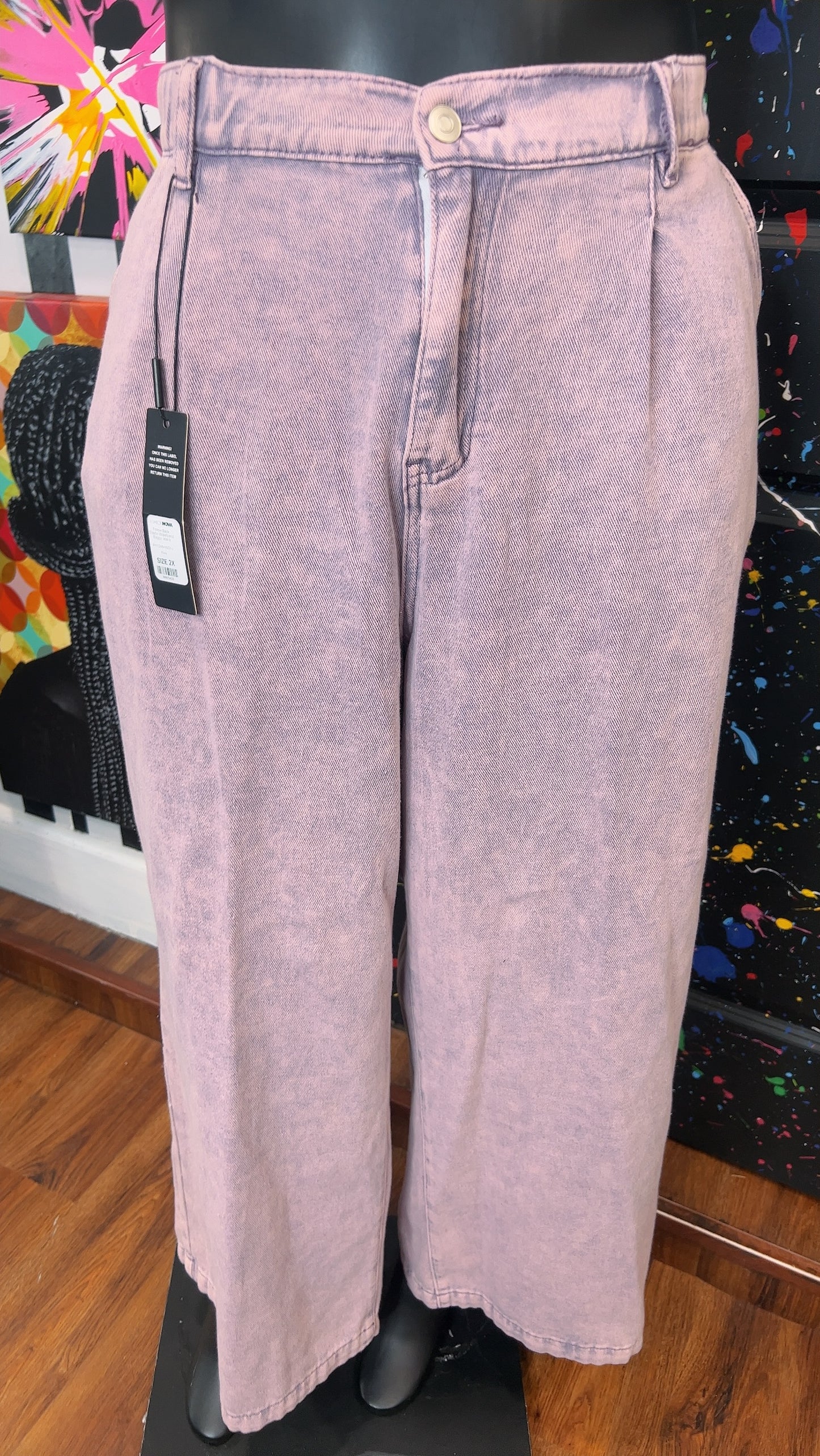 Wide Leg Purple Pleated Stonewash Jeans New w/Tags (16)