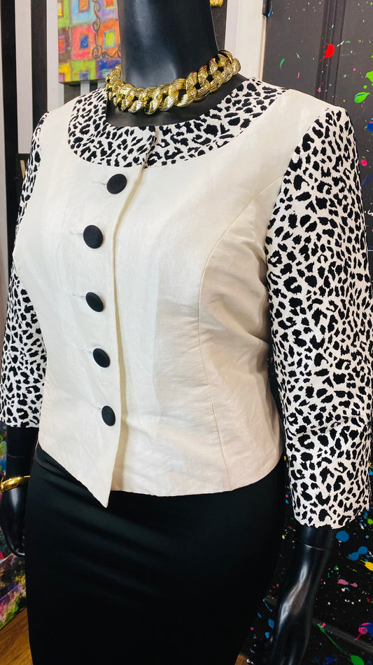 Vintage Animal Print Sleeve Blazer (18W)