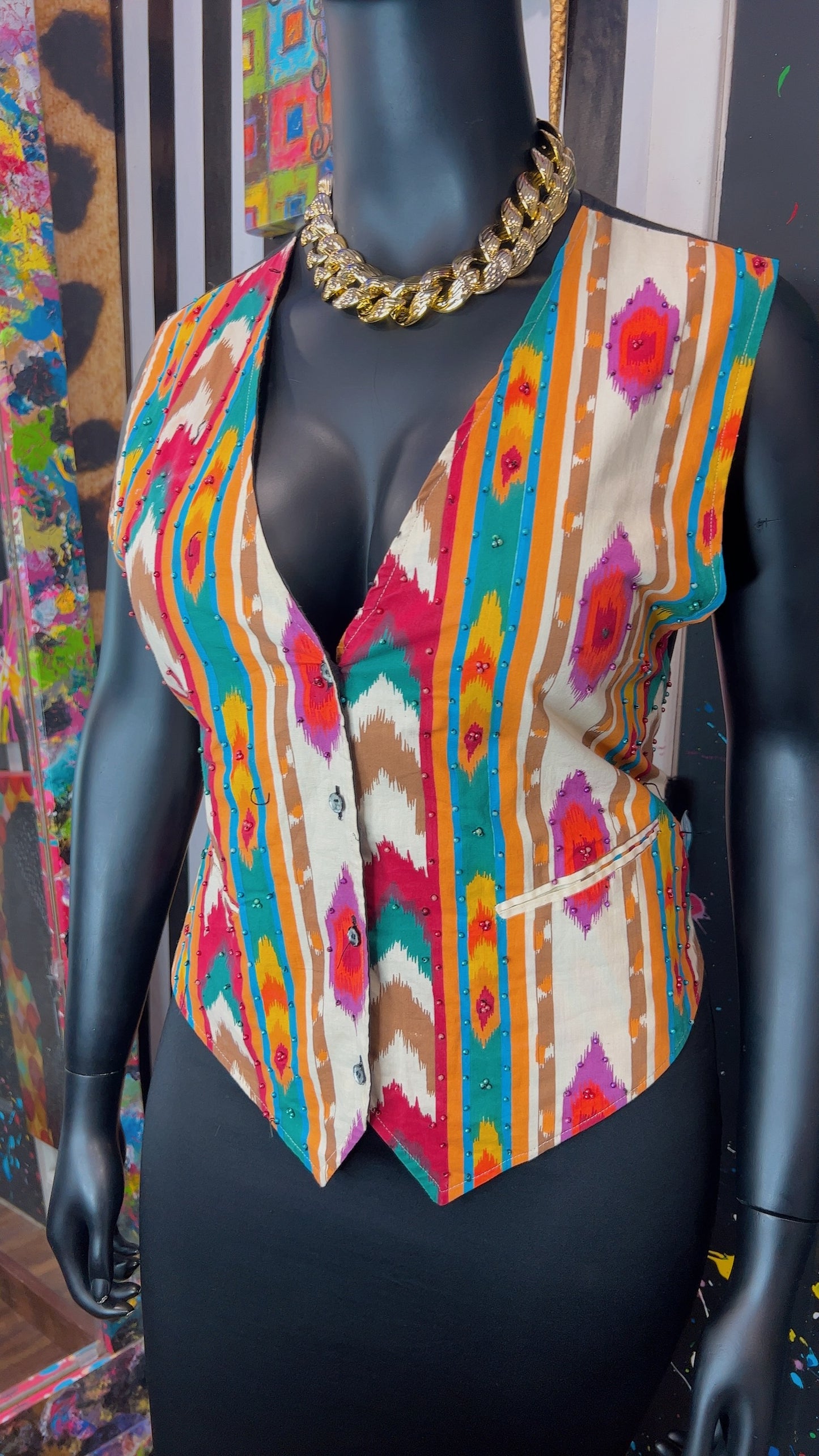 Vintage Beaded Abstact Vest (16)