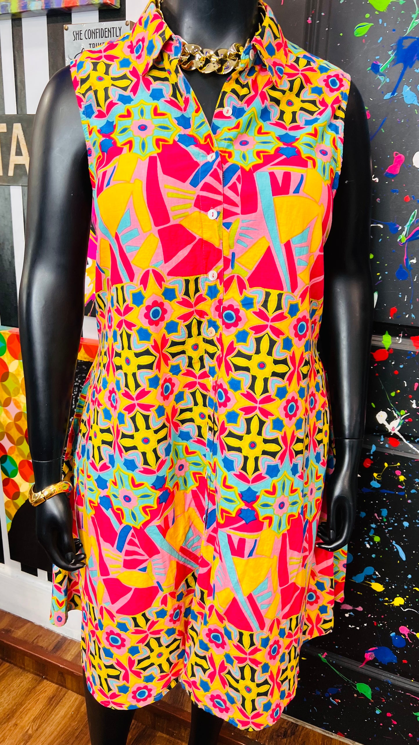 Rayon Abstract Print Dress (18)