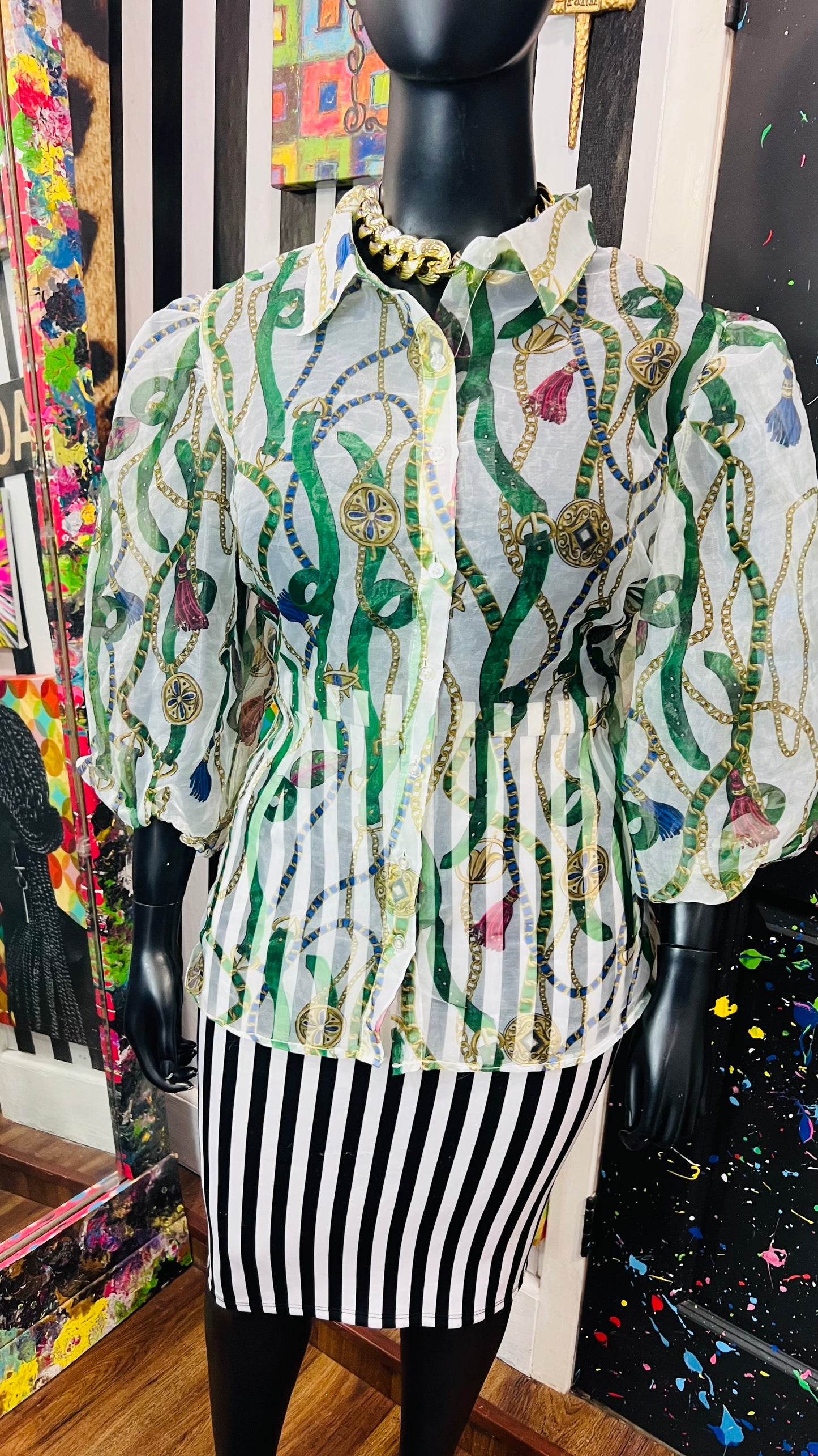 Vintage Inspired Sheer Ashley Stewart Blouse (22)