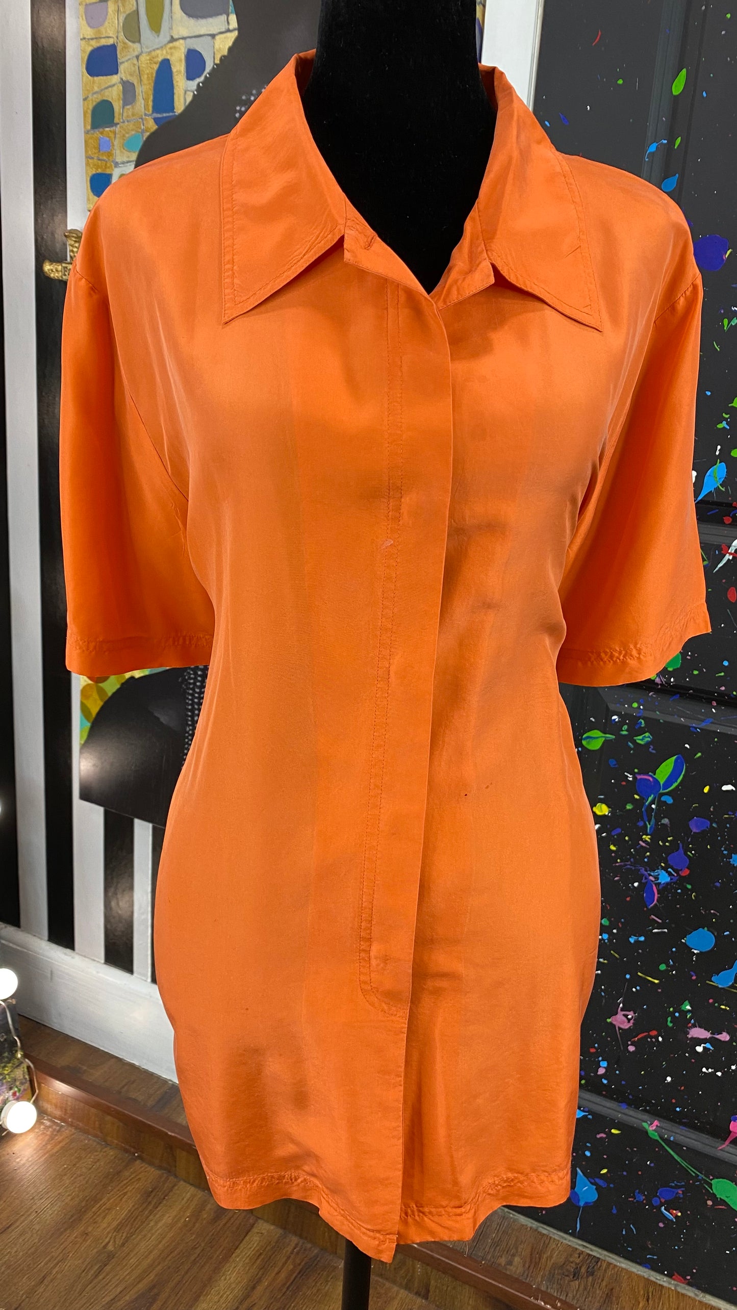 Vintage Orange Short Sleeve Blouse