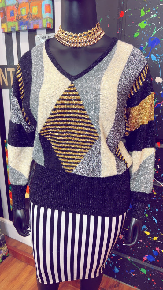 Vintage IB Diffusion Gold & Black Sweater (18)