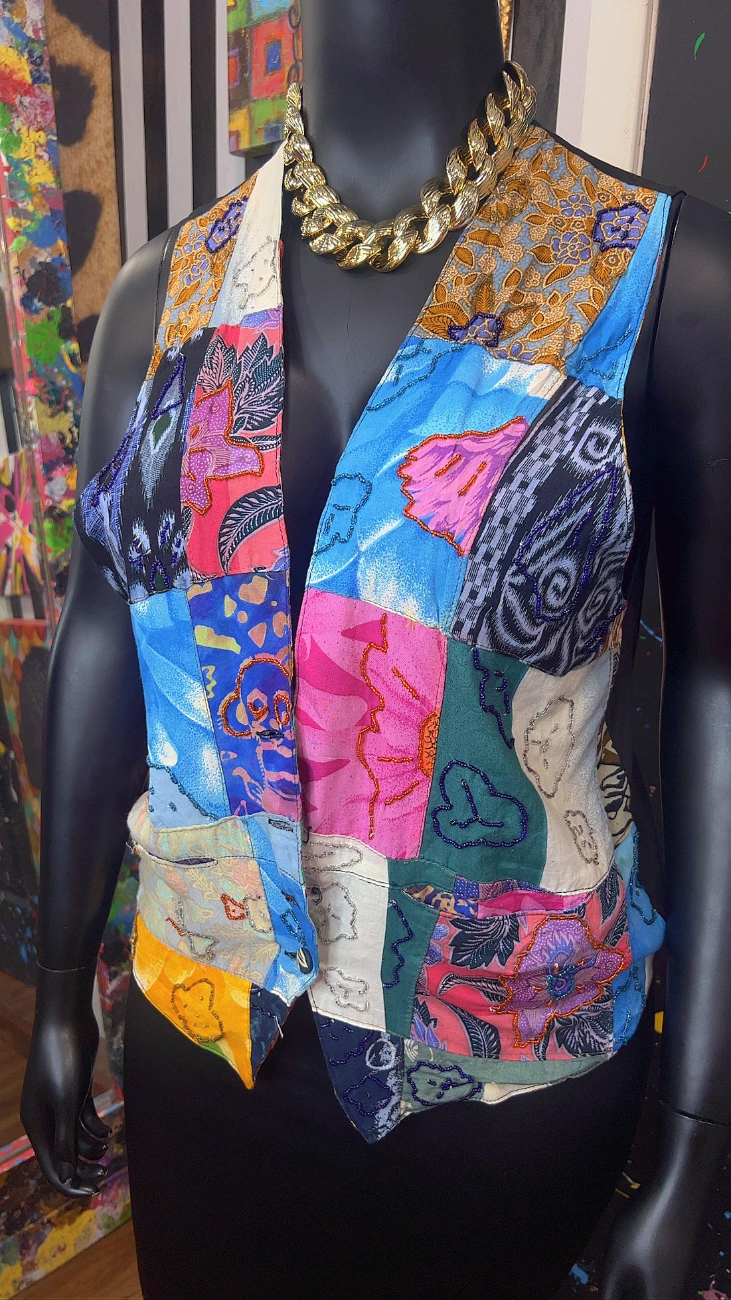 Vintage Reversible Rayon Vest (14)