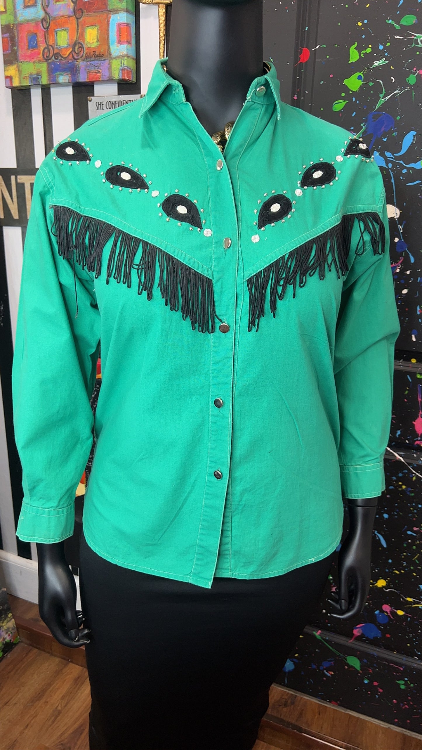Vintage Western Fringe & Jewel Blouse (12)