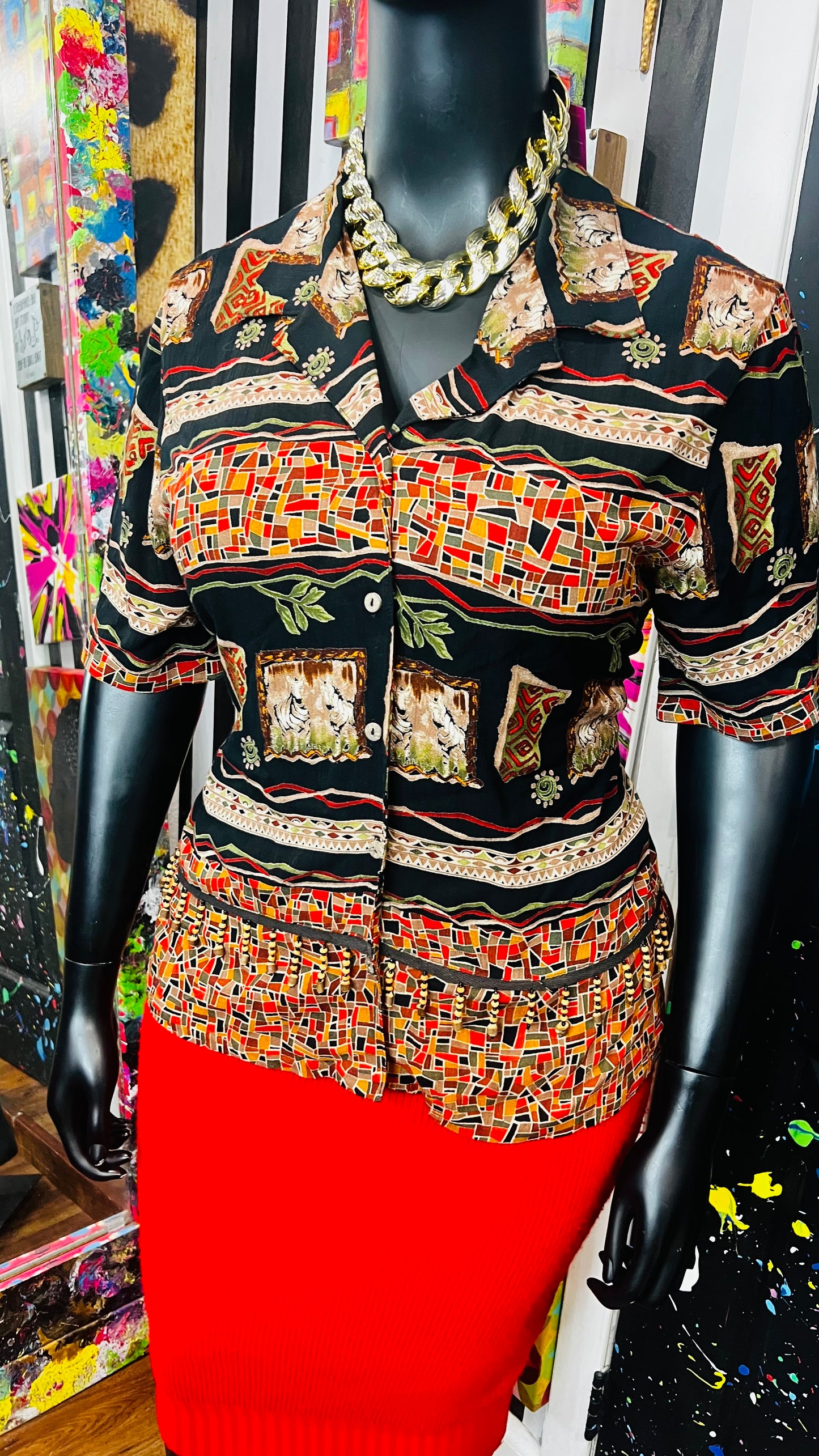 Vintage Safari Cropped Blouse (14)