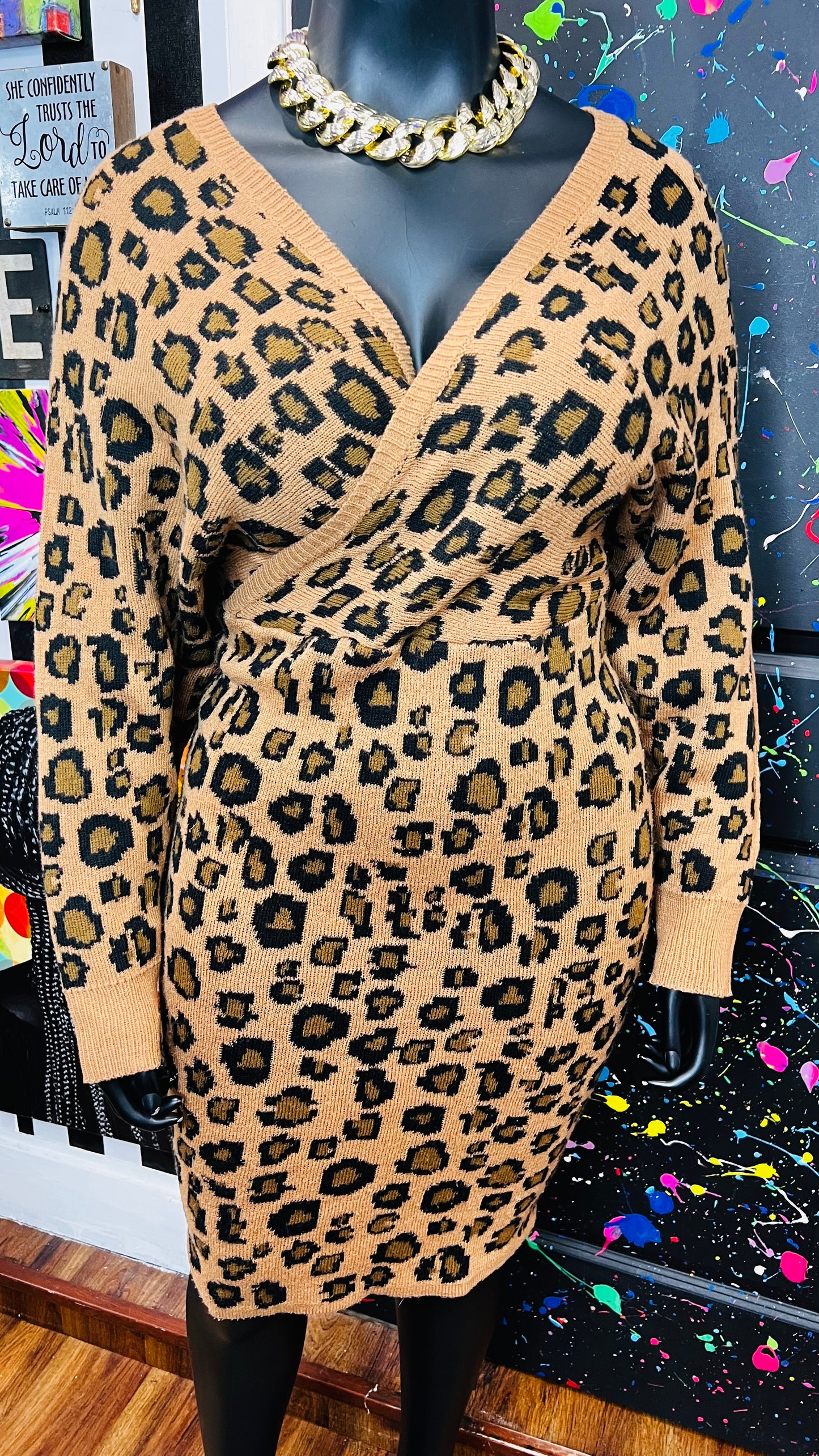 Vintage Inspired Knit Cheetah Dress (20)