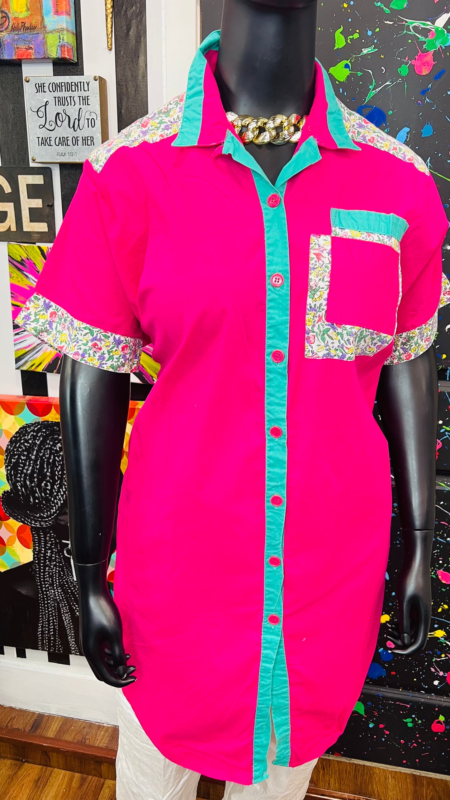 Vintage Cotton Pink & Floral Blouse (26)