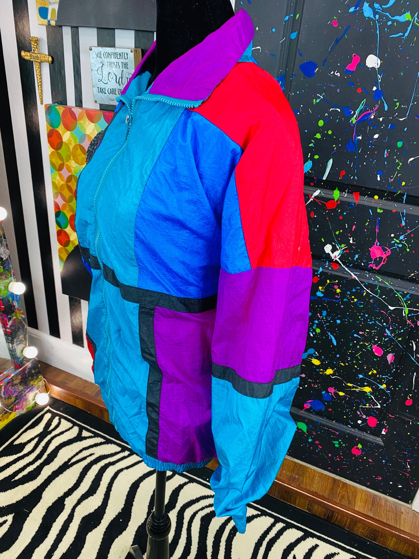 Vintage Colorblock Windbreaker Jacket