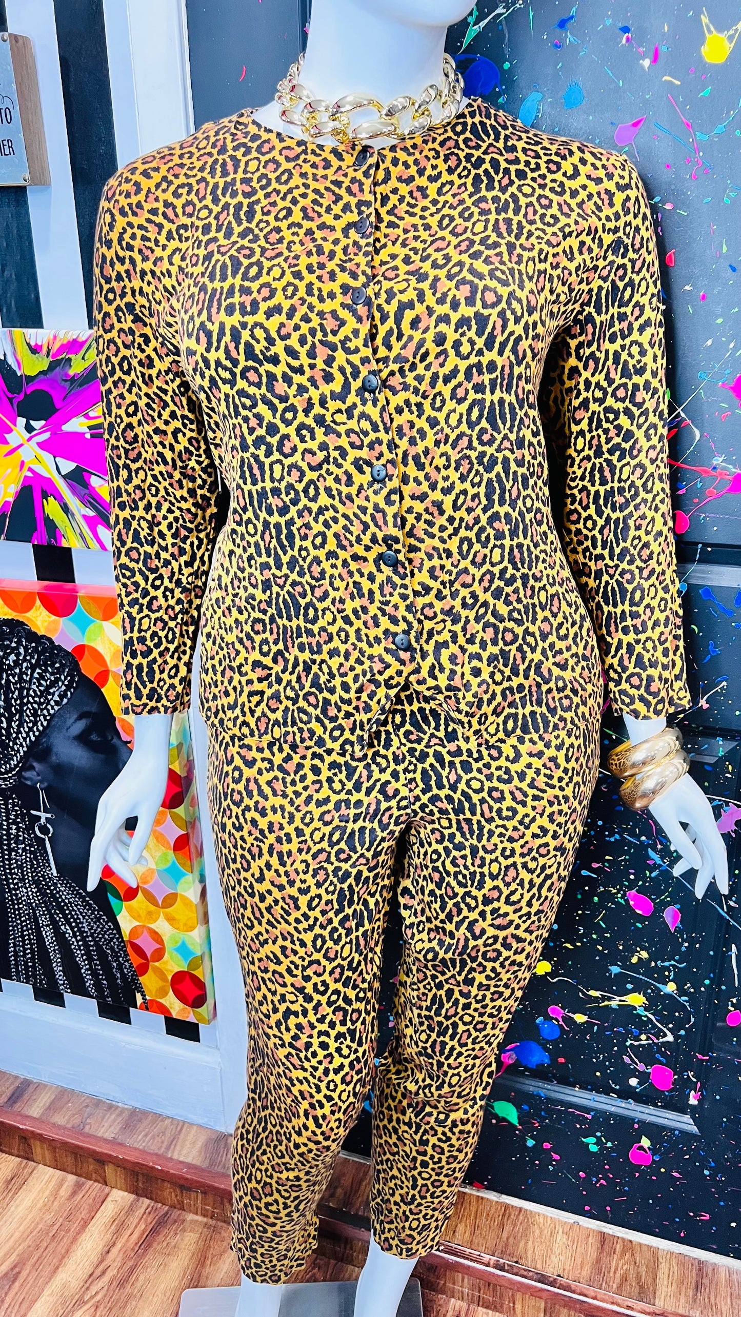 Vintage Rayon Cheetah Pants Set (18)