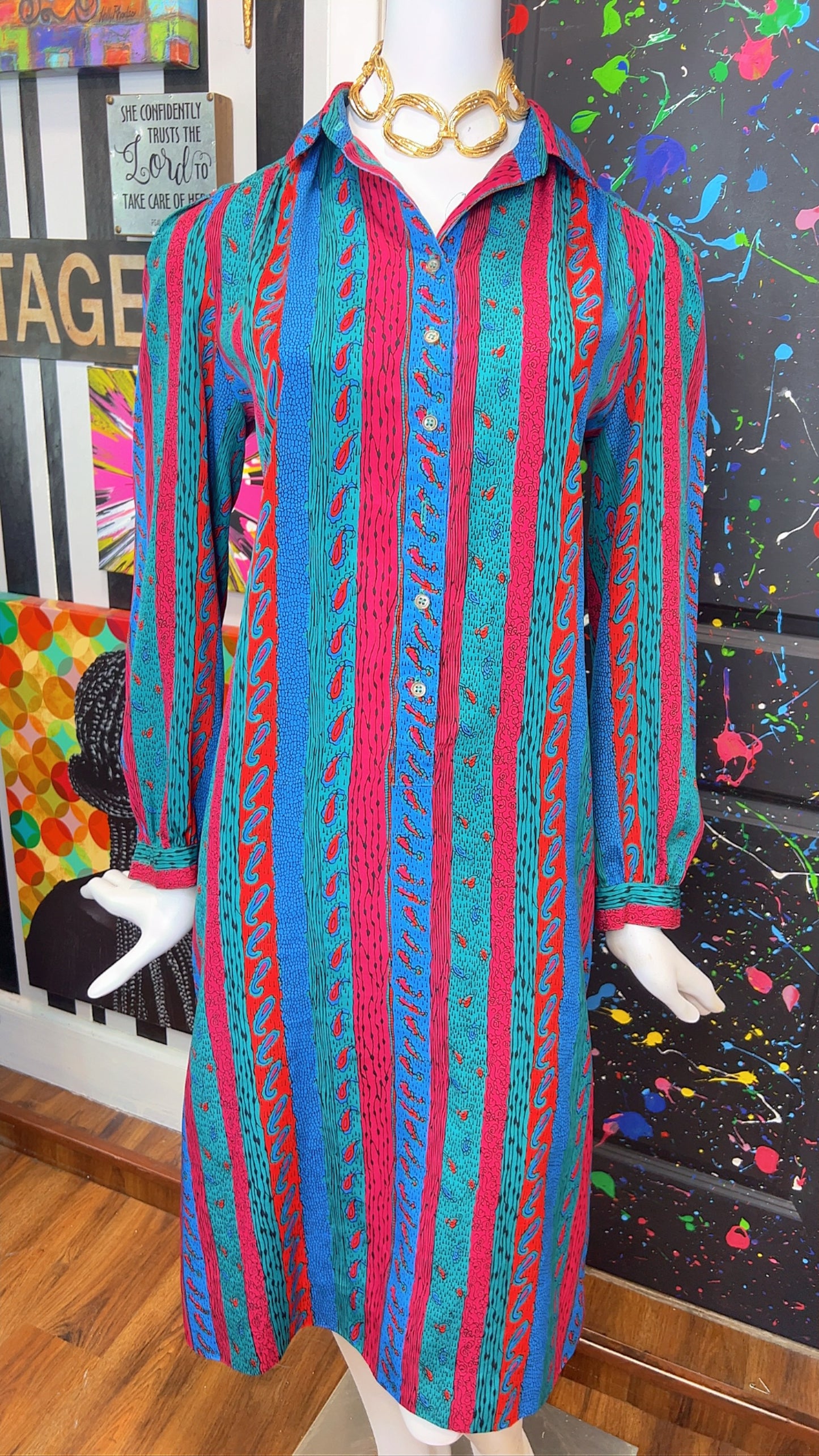 Vintage Paisley Print Dress (14)
