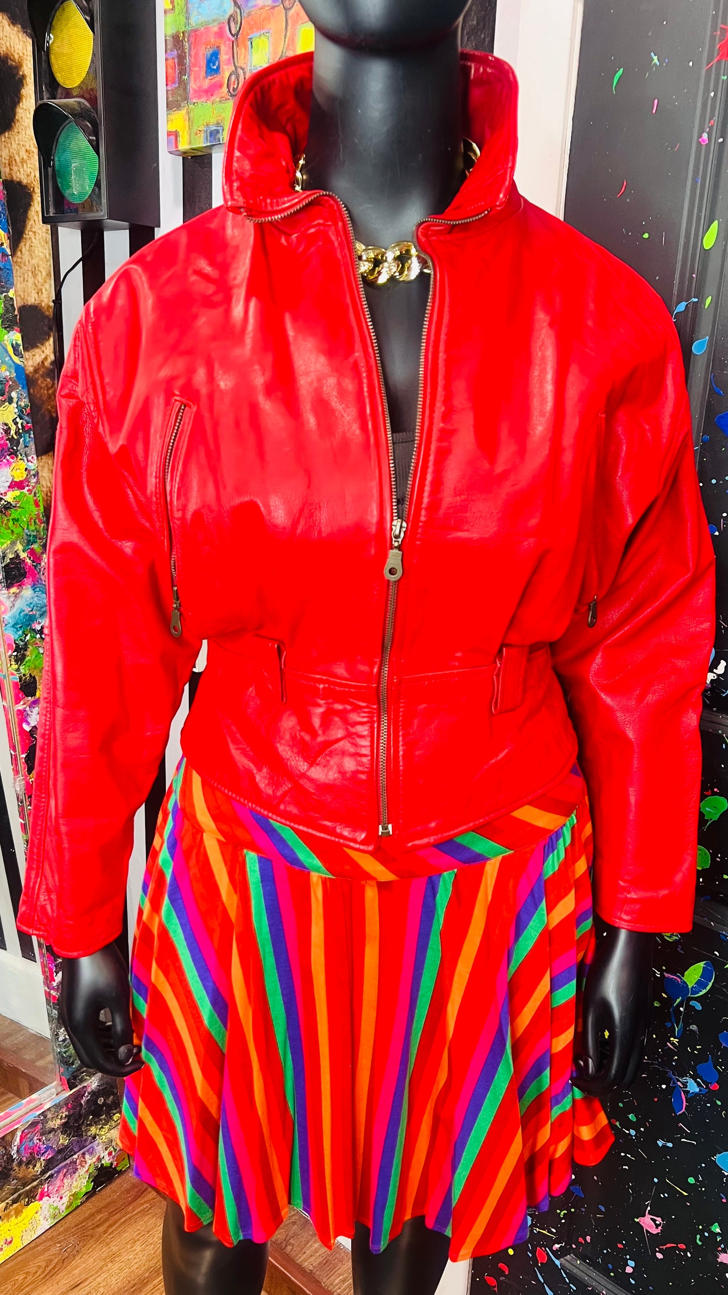 Vintage Genuine Leather Red Jacket (14)