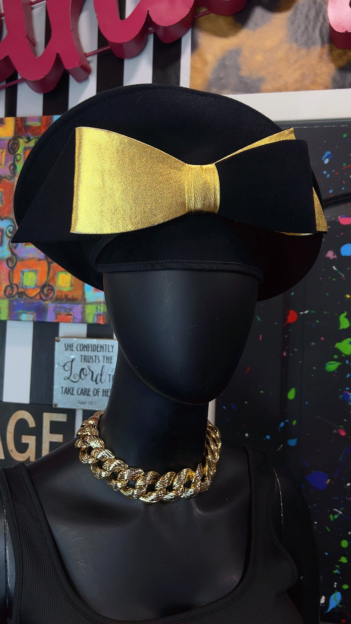 Vintage Gold & Black Jack McConnell Boutique Hat